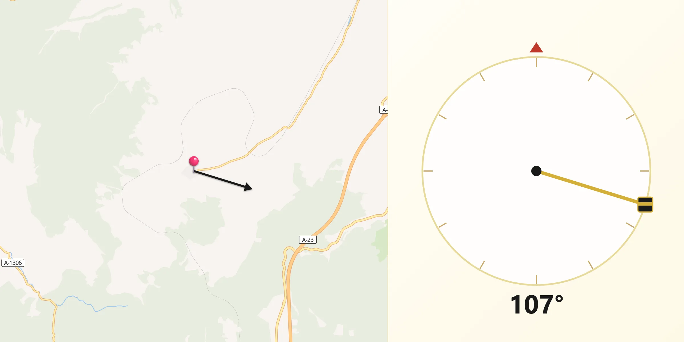 Dirección de la Qibla desde Encinacorba
