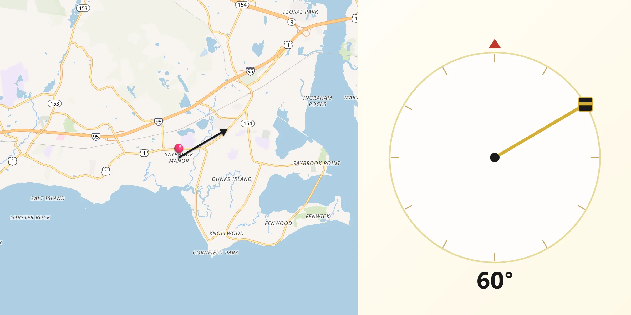 Qibla Direction from Saybrook Manor