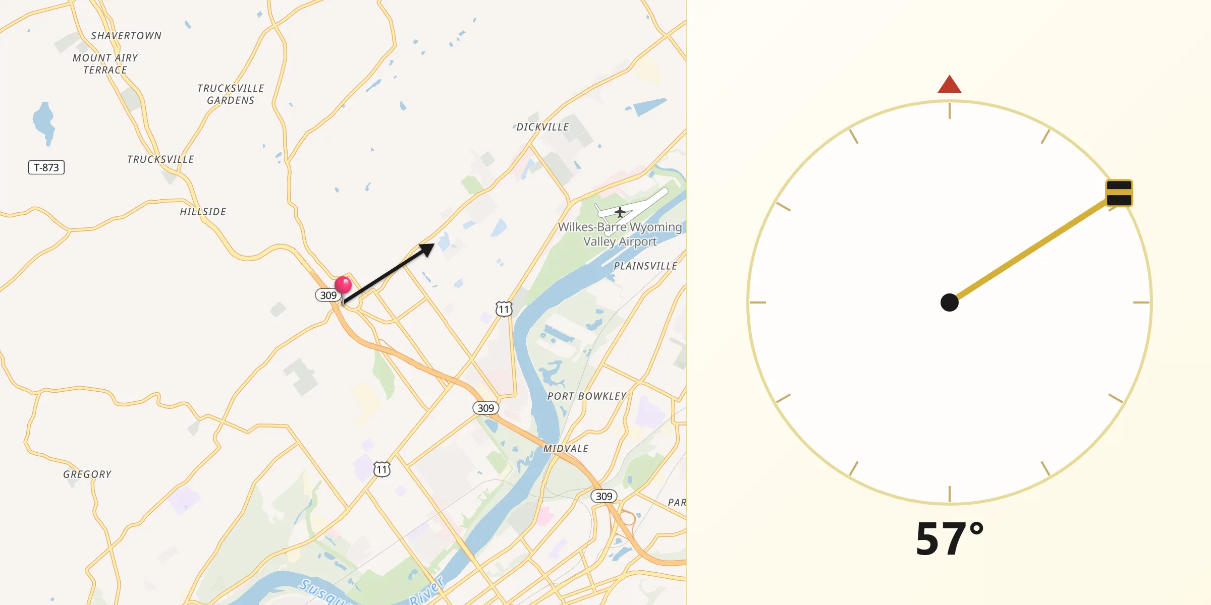 Qibla Direction from Luzerne