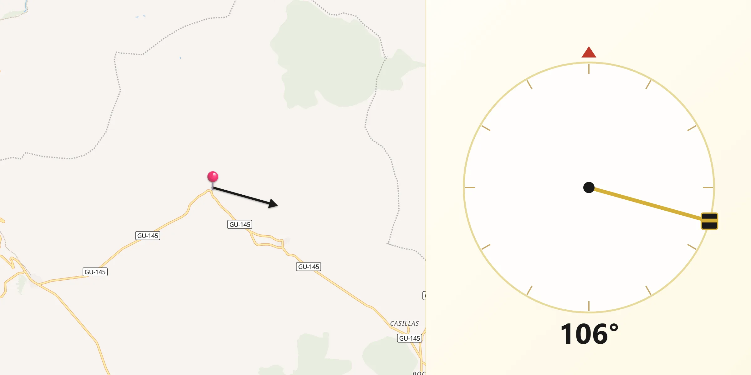 Dirección de la Qibla desde Bañuelos