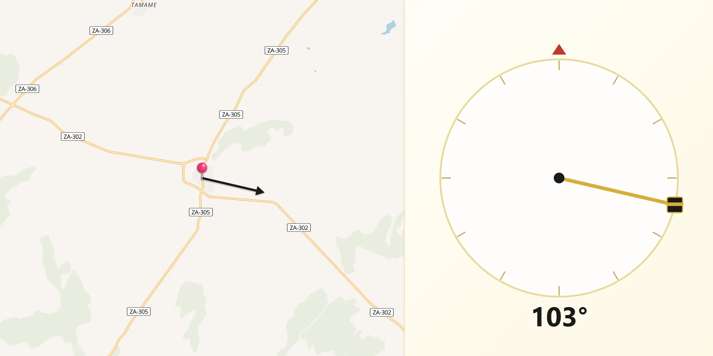 Dirección de la Qibla desde Peñausende