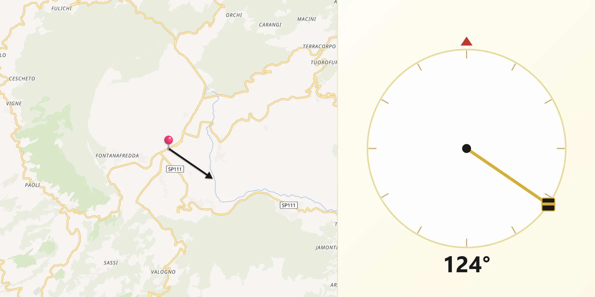 Direzione della Qibla da Roccamonfina