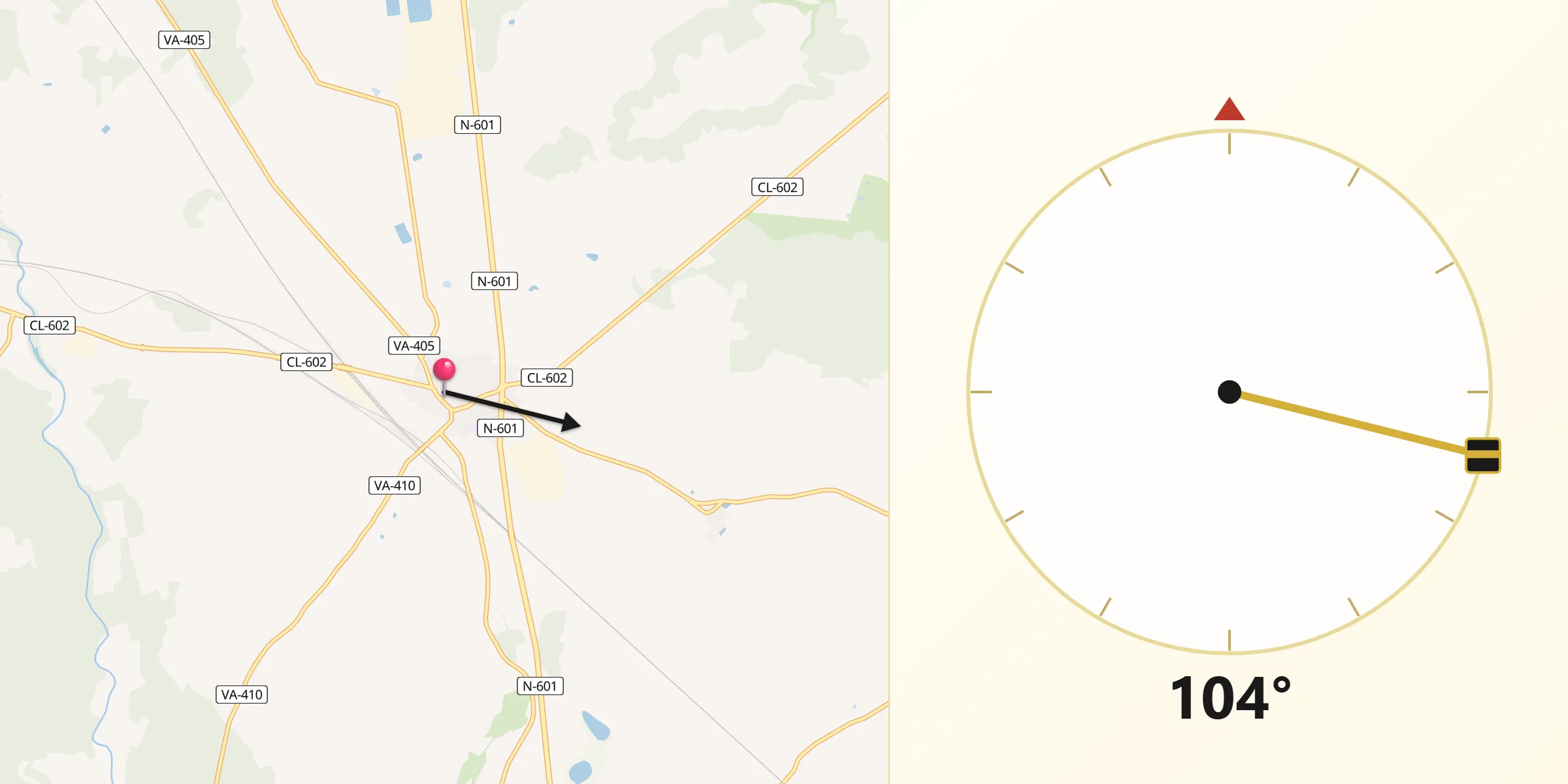 Dirección de la Qibla desde Olmedo
