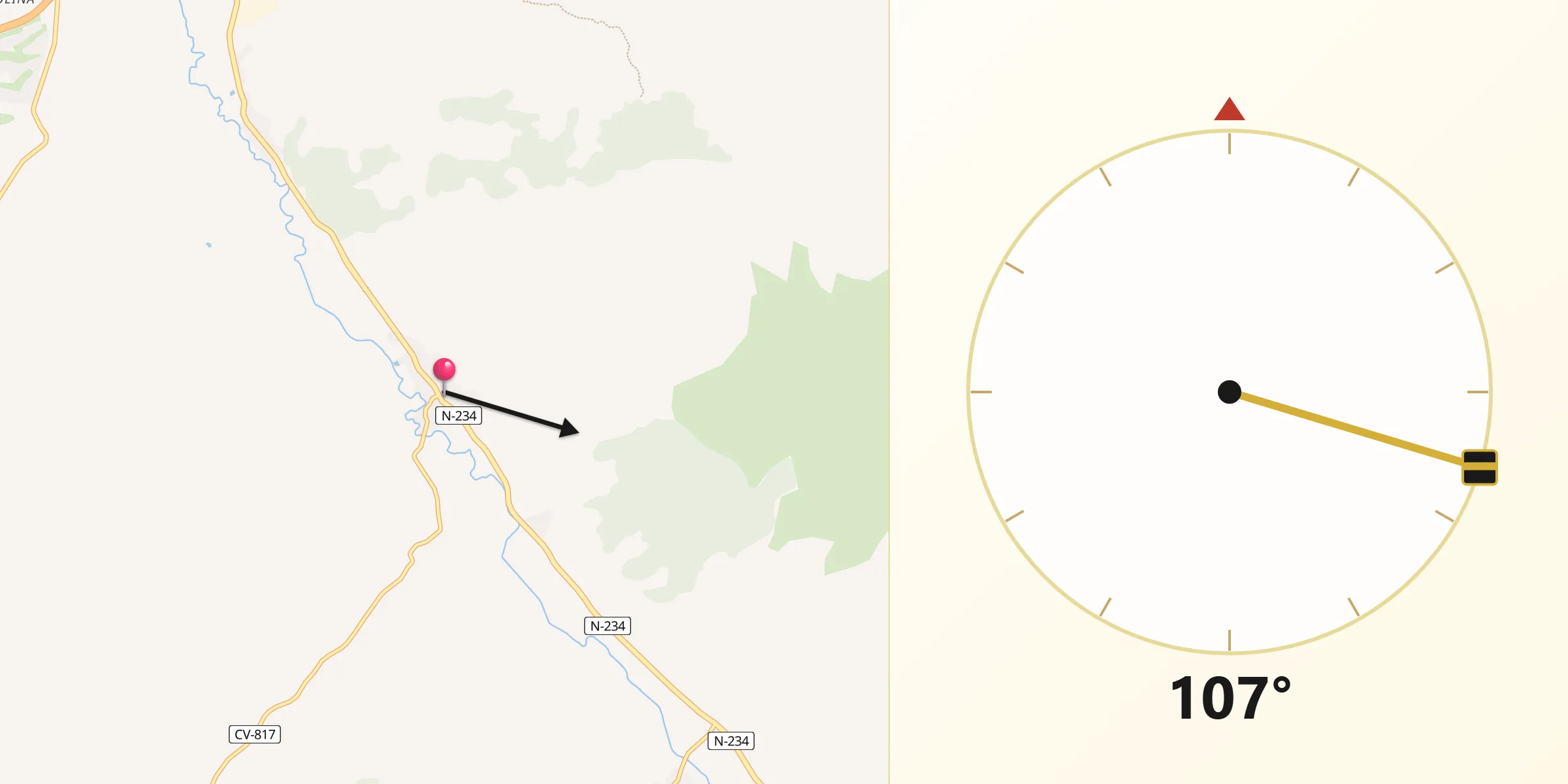 Dirección de la Qibla desde Maluenda