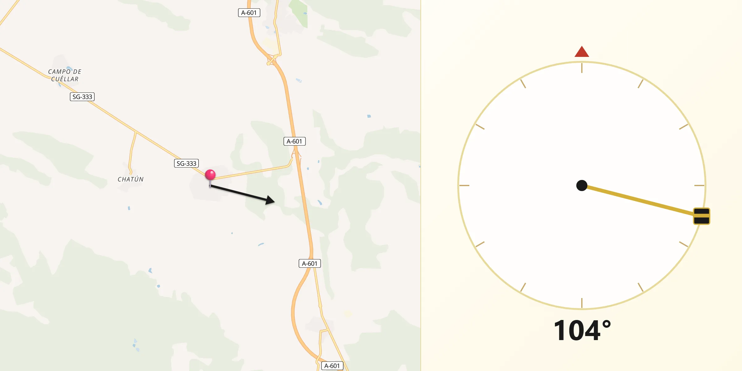 Dirección de la Qibla desde Gomezserracín