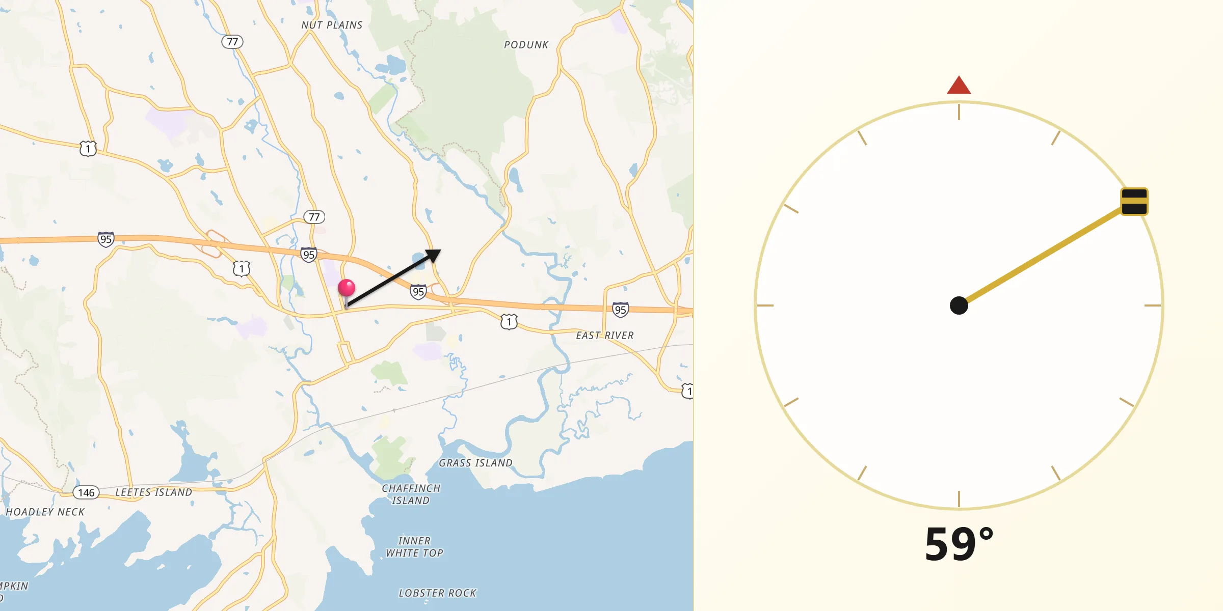 Qibla Direction from Guilford