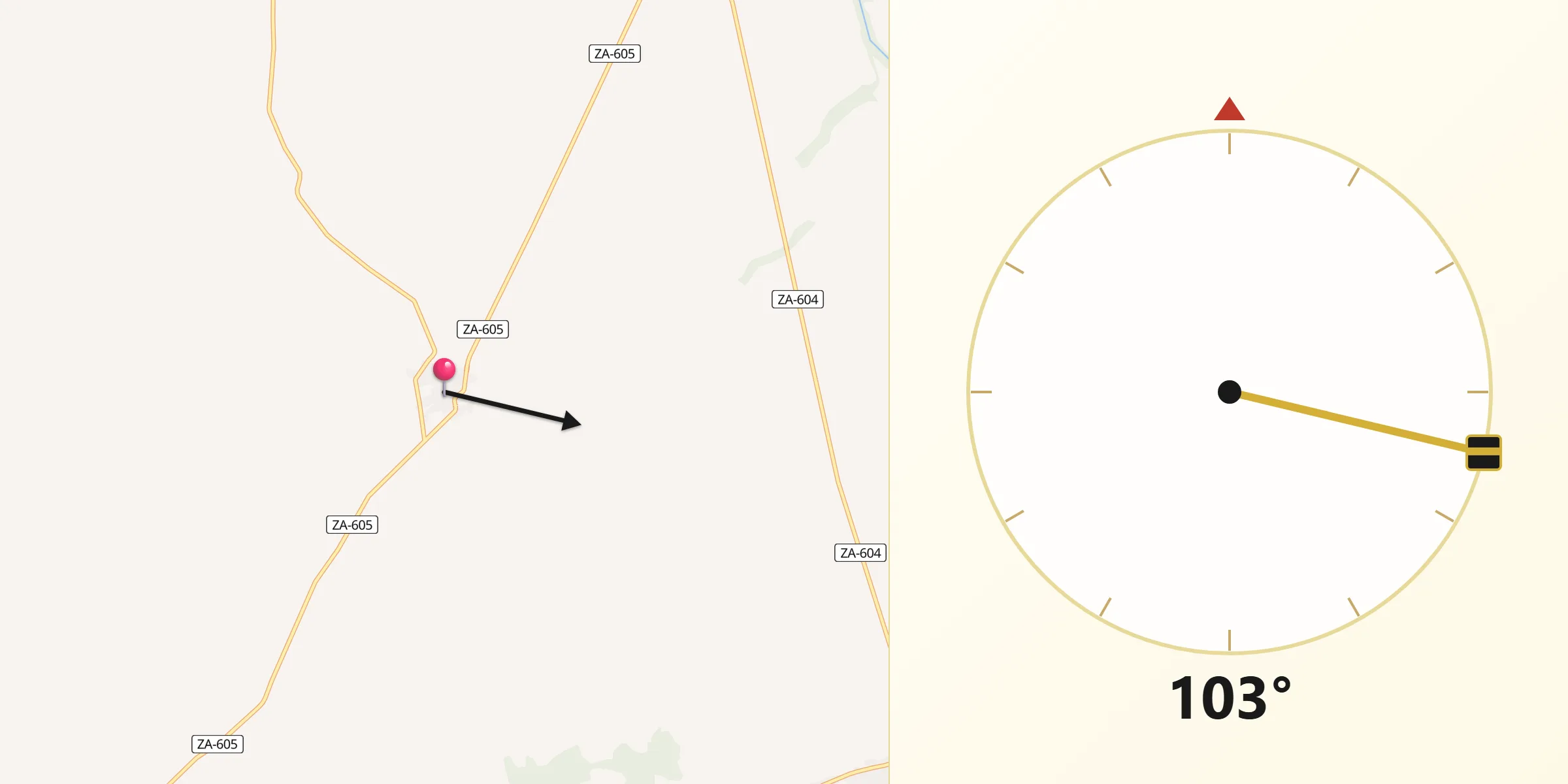 Dirección de la Qibla desde Guarrate