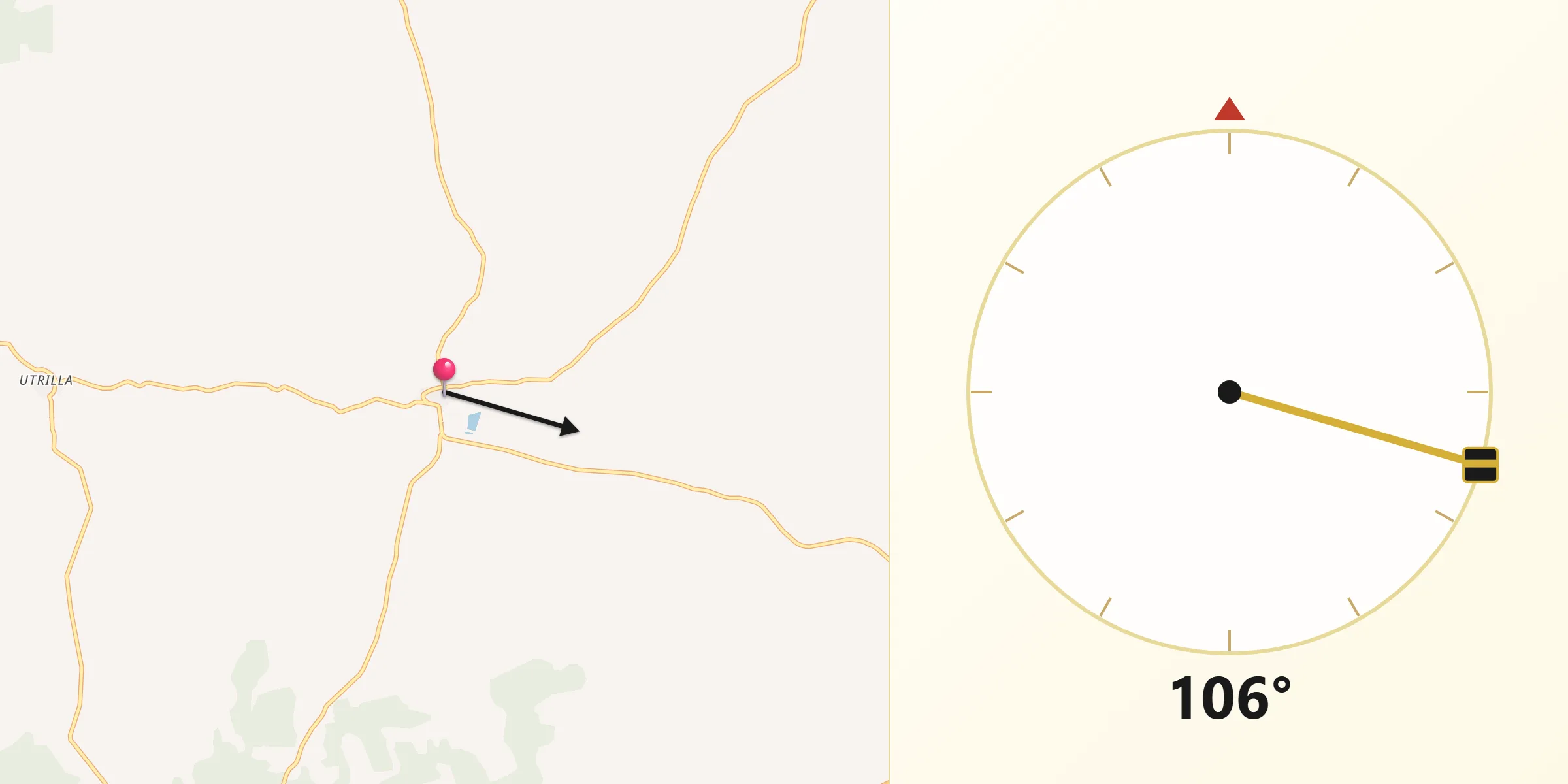 Dirección de la Qibla desde Almaluez