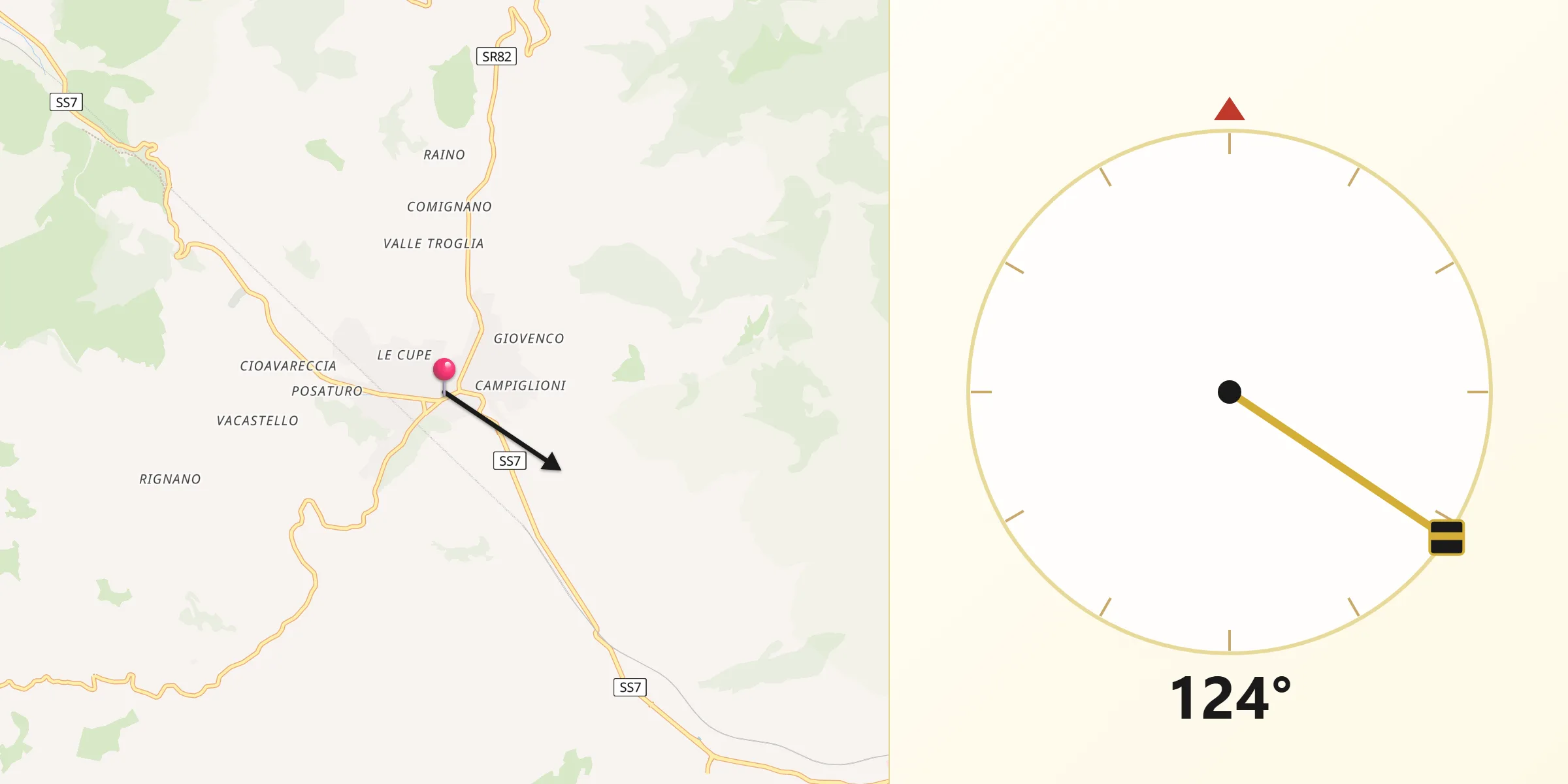 Direzione della Qibla da Itri