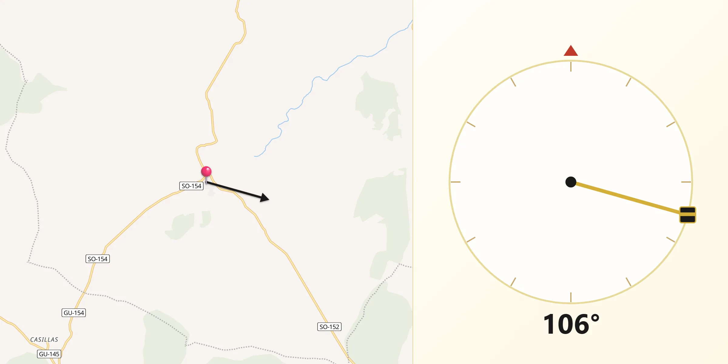 Dirección de la Qibla desde Barcones