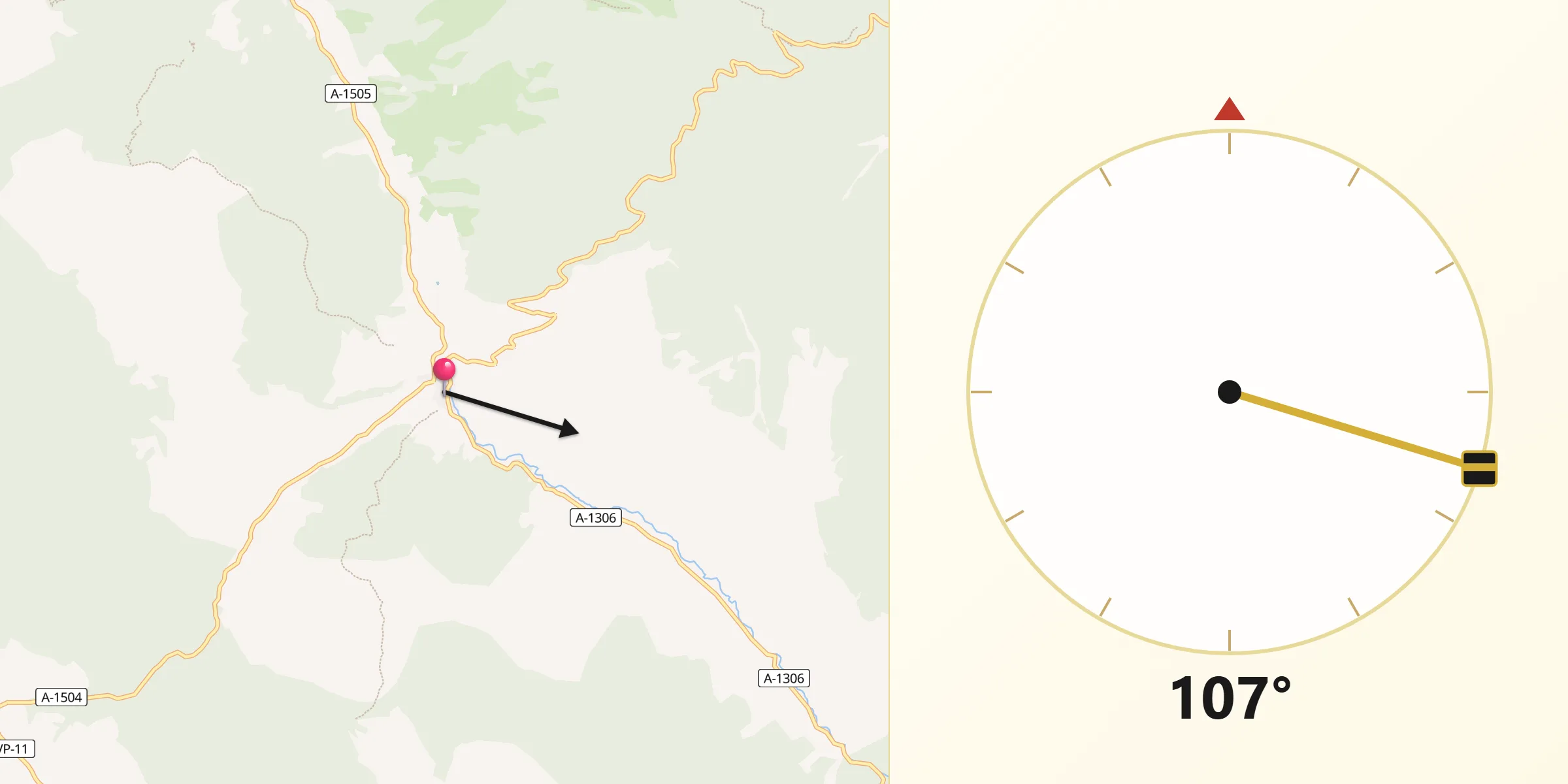 Dirección de la Qibla desde Codos