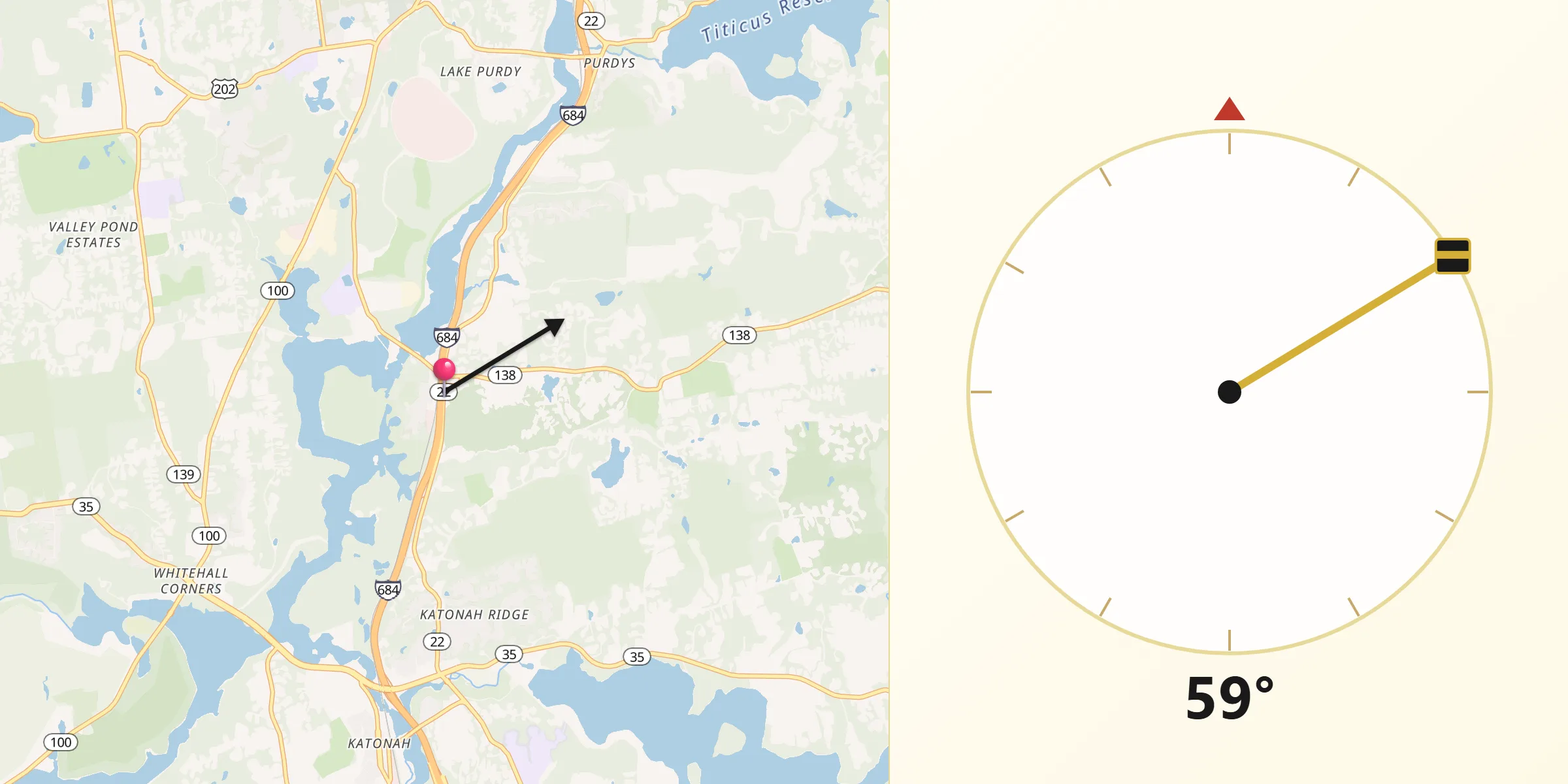 Qibla Direction from Goldens Bridge