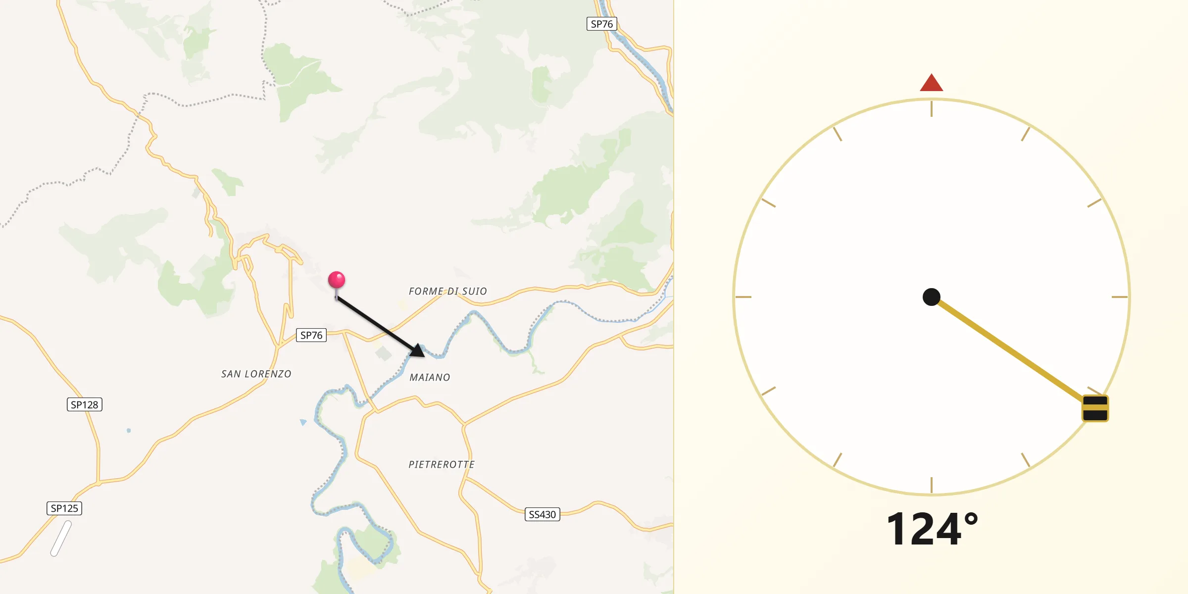 Direzione della Qibla da Castelforte