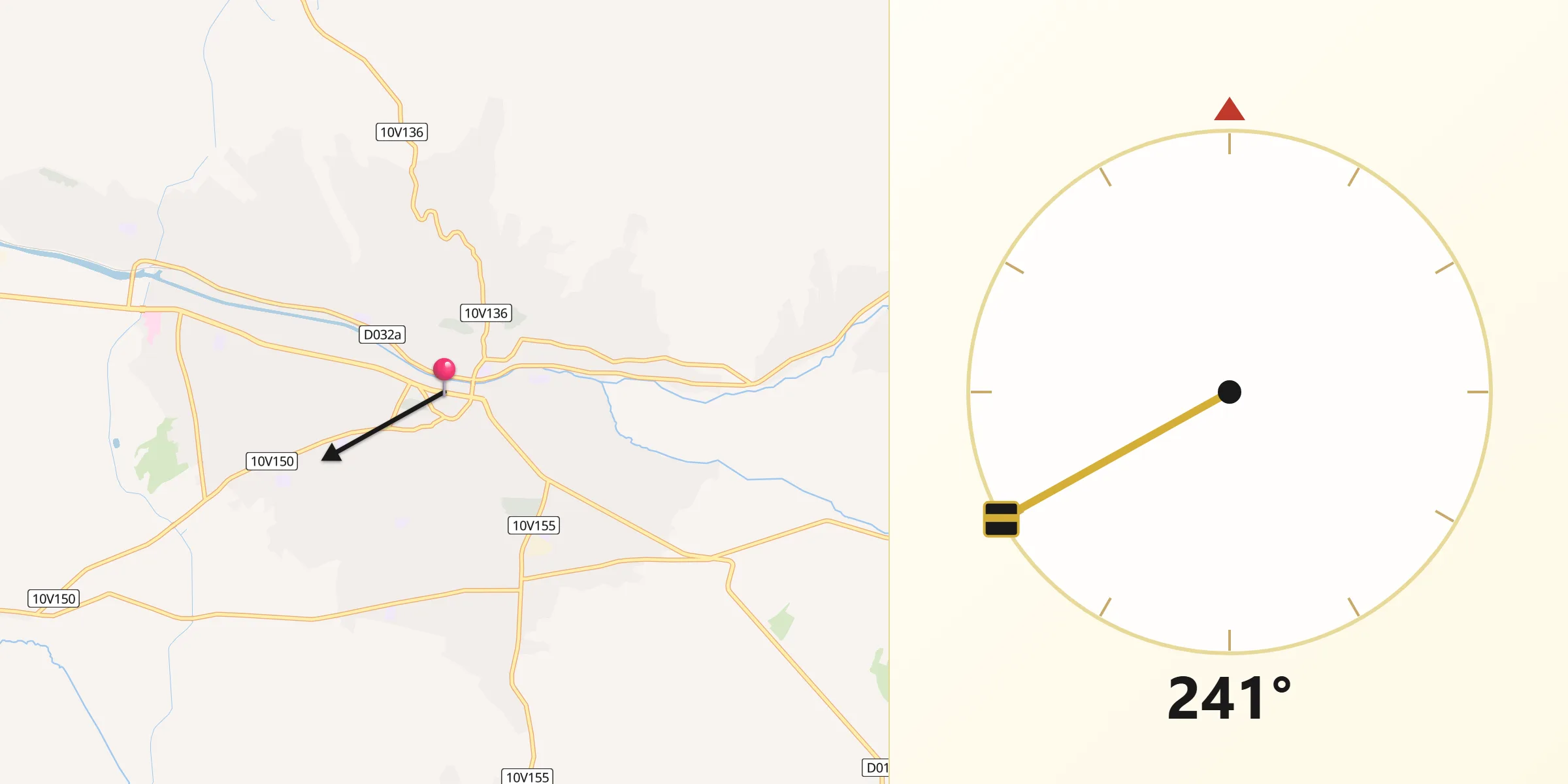 Direction vers la Qibla depuis Parkent