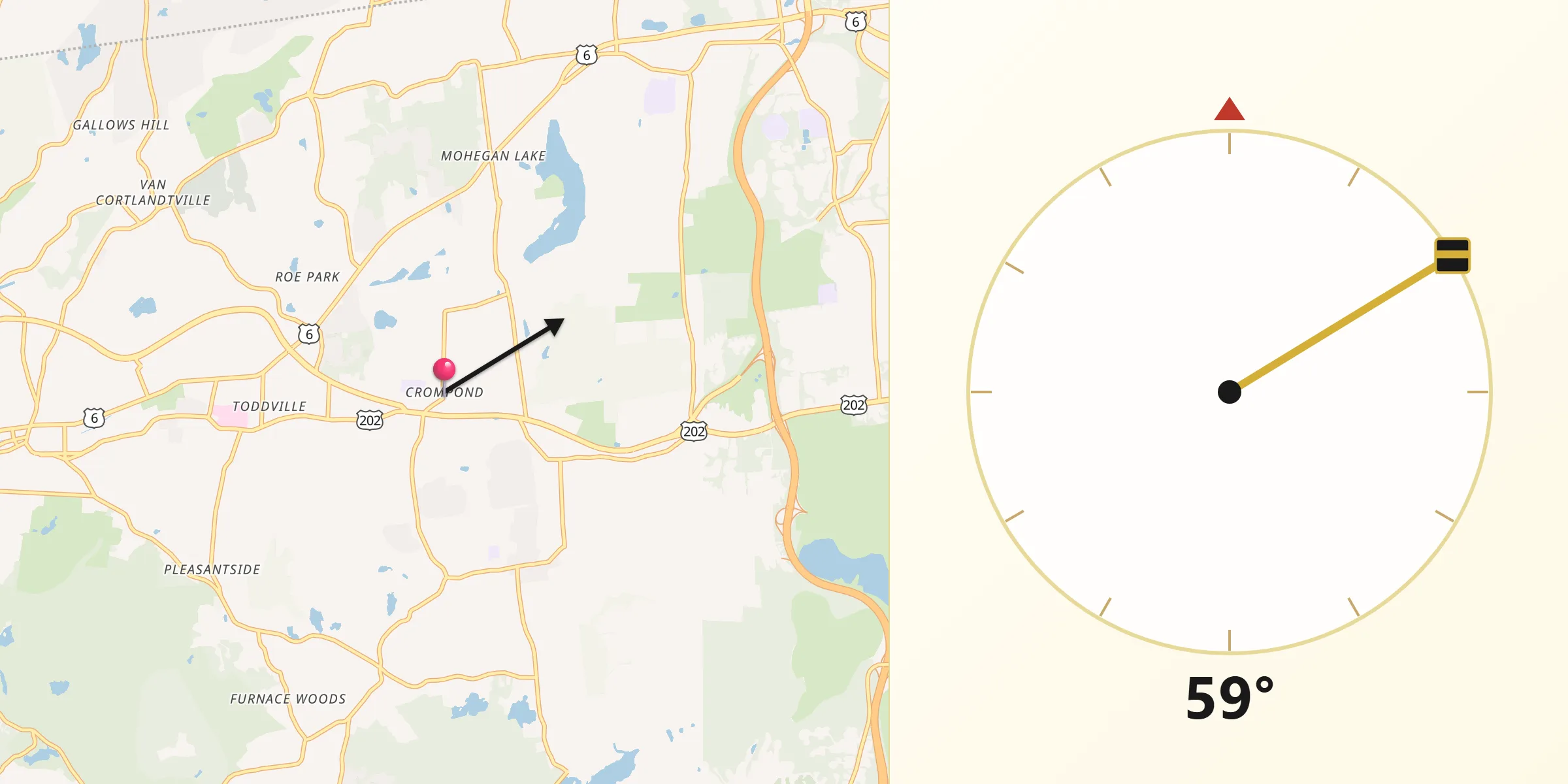 Qibla Direction from Crompond