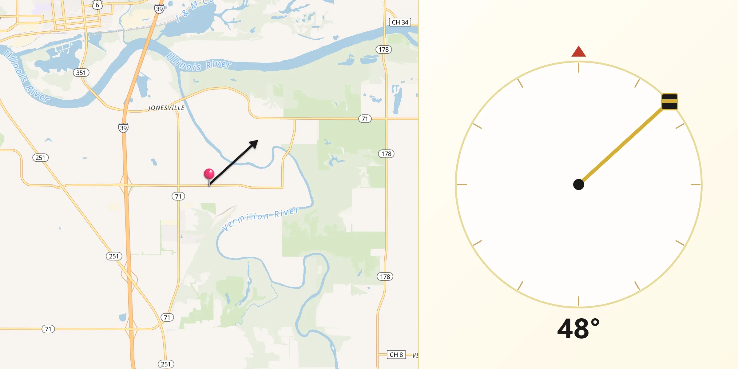 Qibla Direction from Oglesby