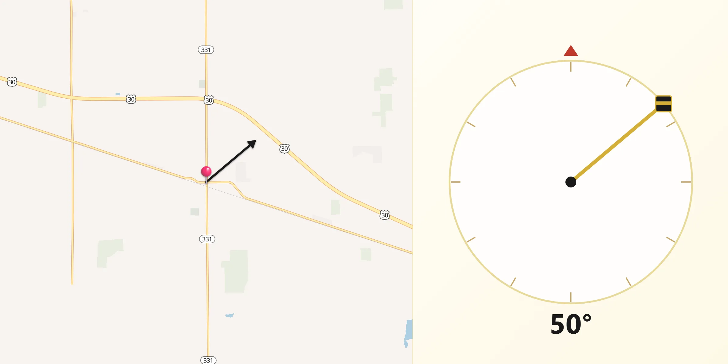 Qibla Direction from Bourbon