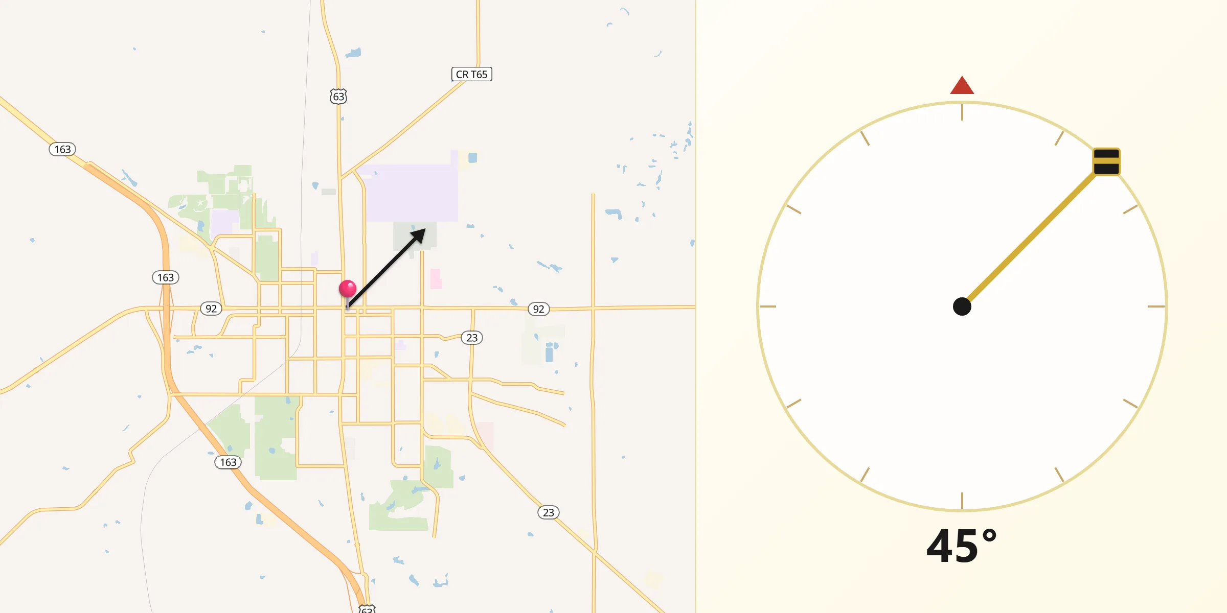 Qibla Direction from Oskaloosa