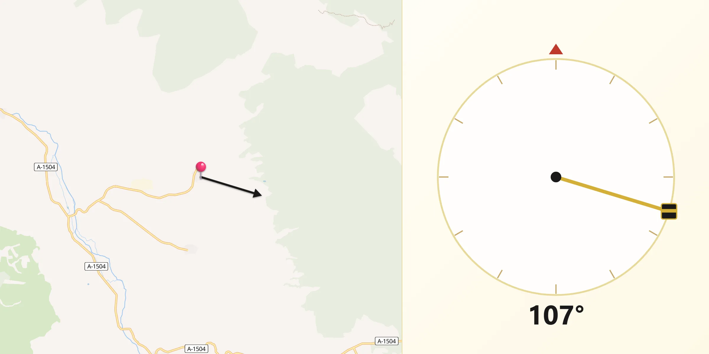 Dirección de la Qibla desde Orera