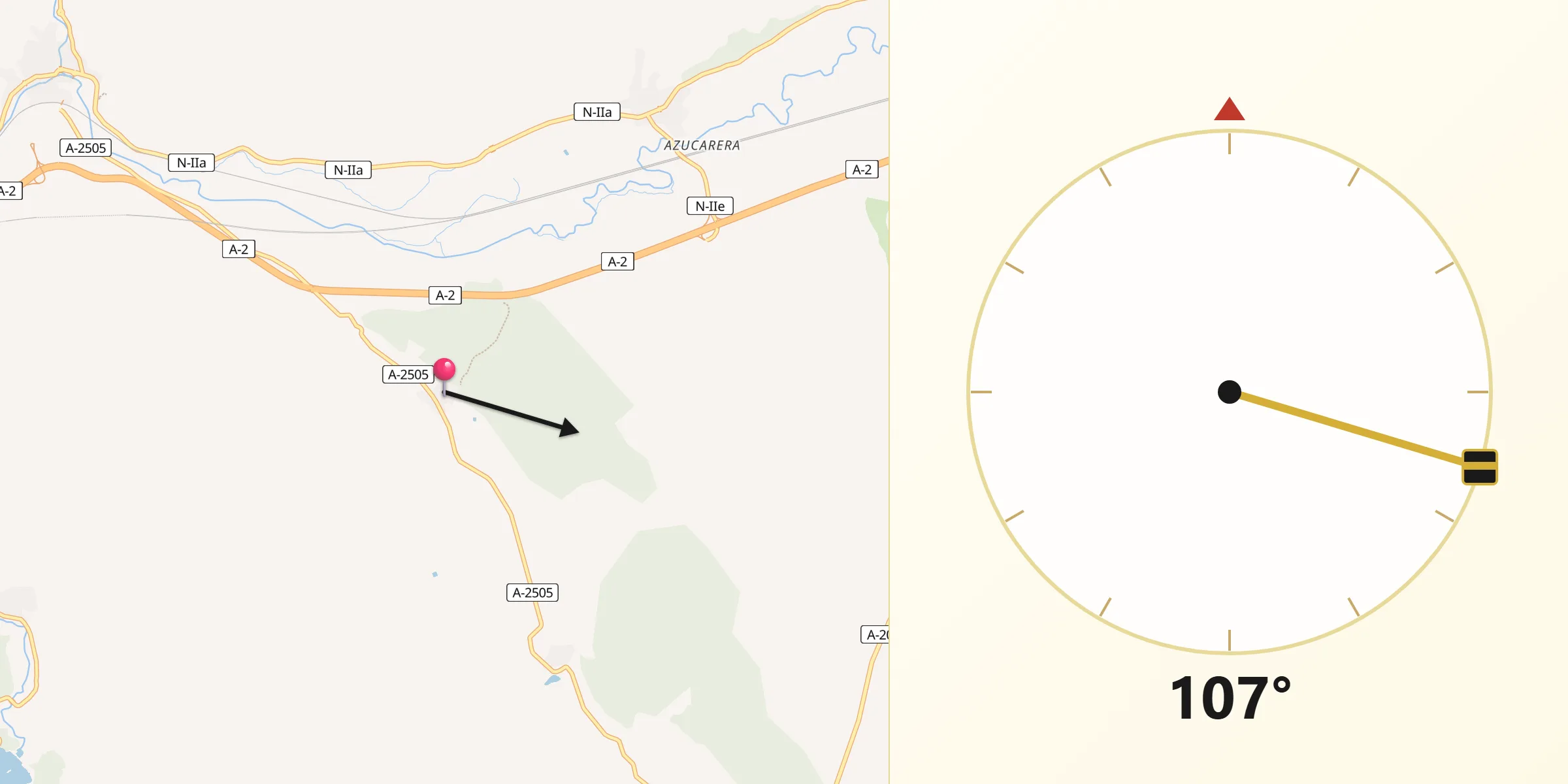 Dirección de la Qibla desde Valtorres