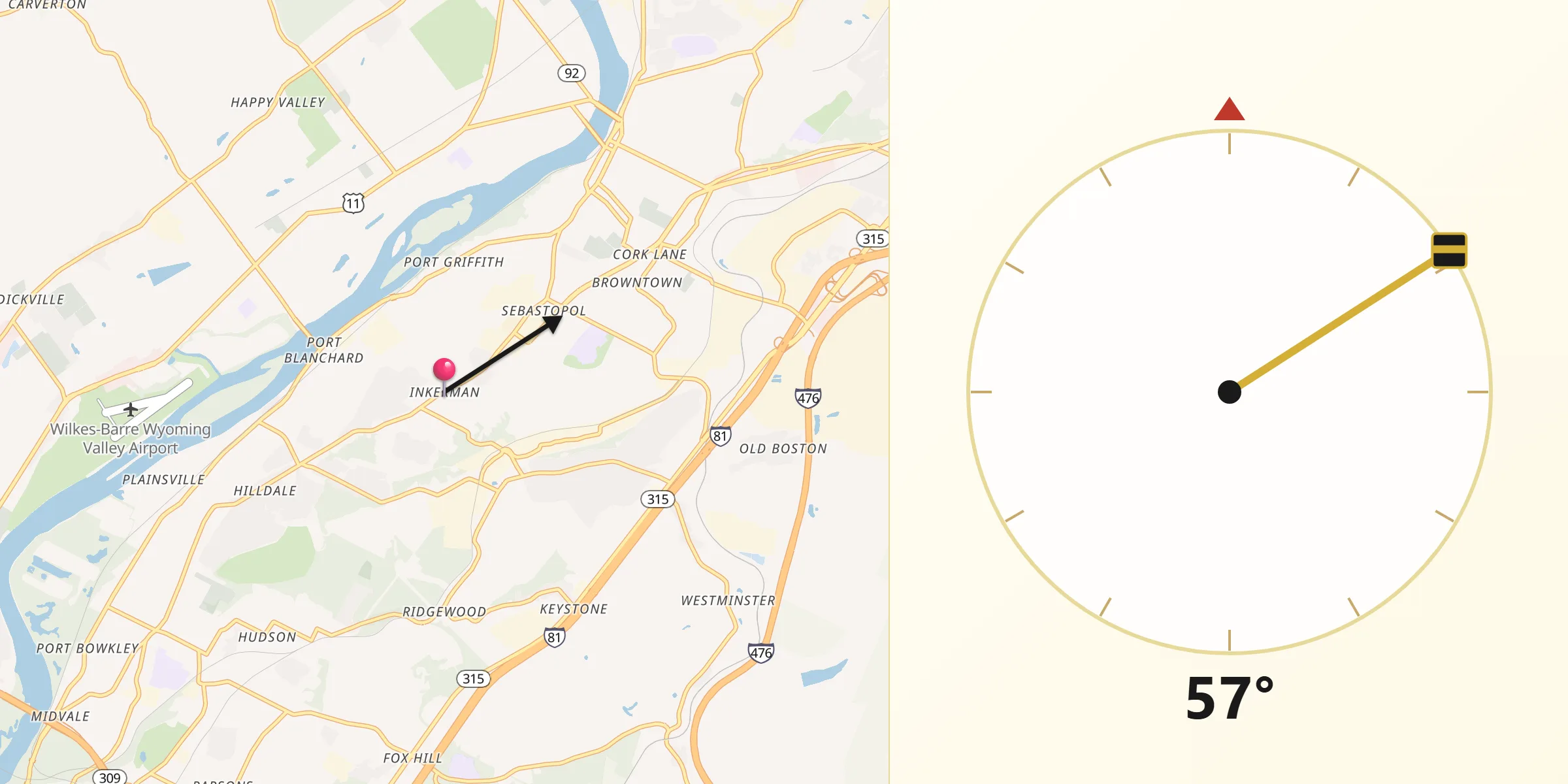 Qibla Direction from Inkerman