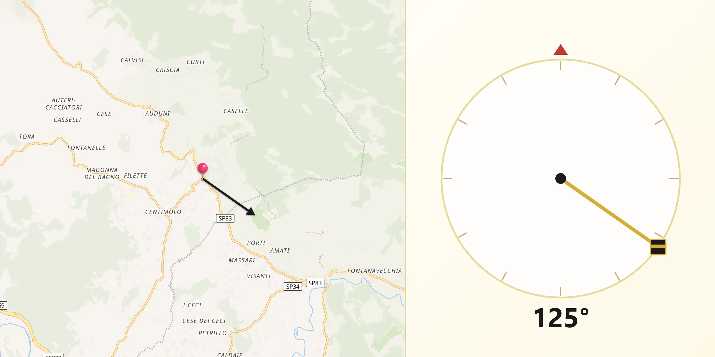 Direzione della Qibla da Gioia Sannitica