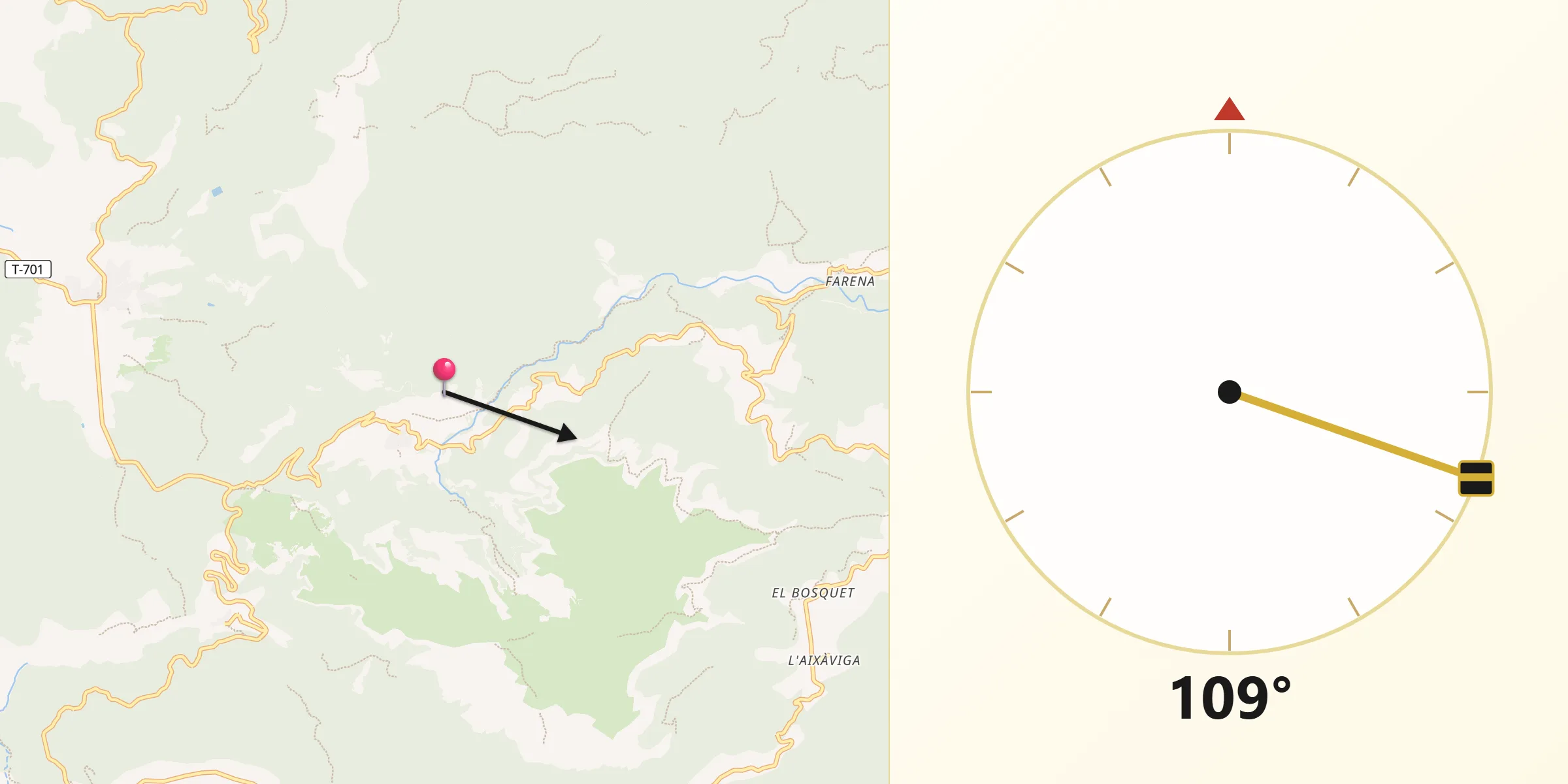 Dirección de la Qibla desde Capafonts