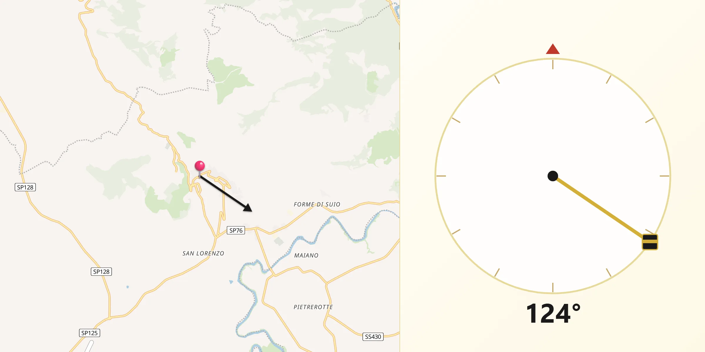 Direzione della Qibla da Santi Cosma e Damiano
