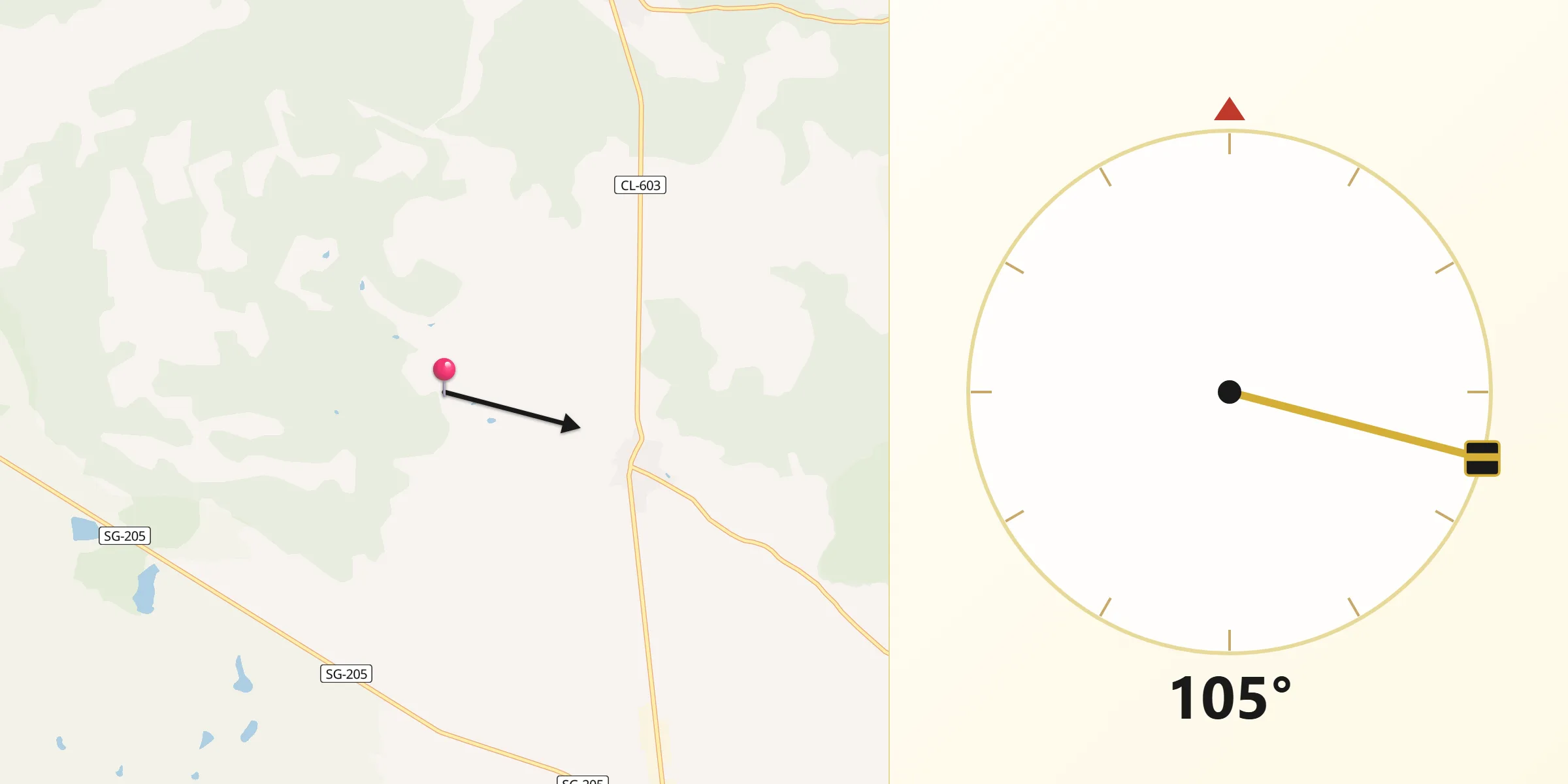 Dirección de la Qibla desde Fuenterrebollo