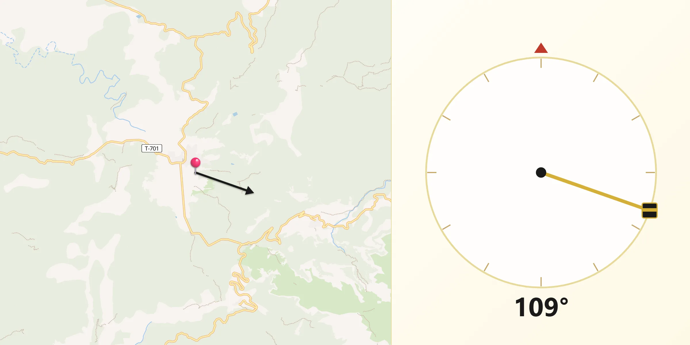 Dirección de la Qibla desde Prades