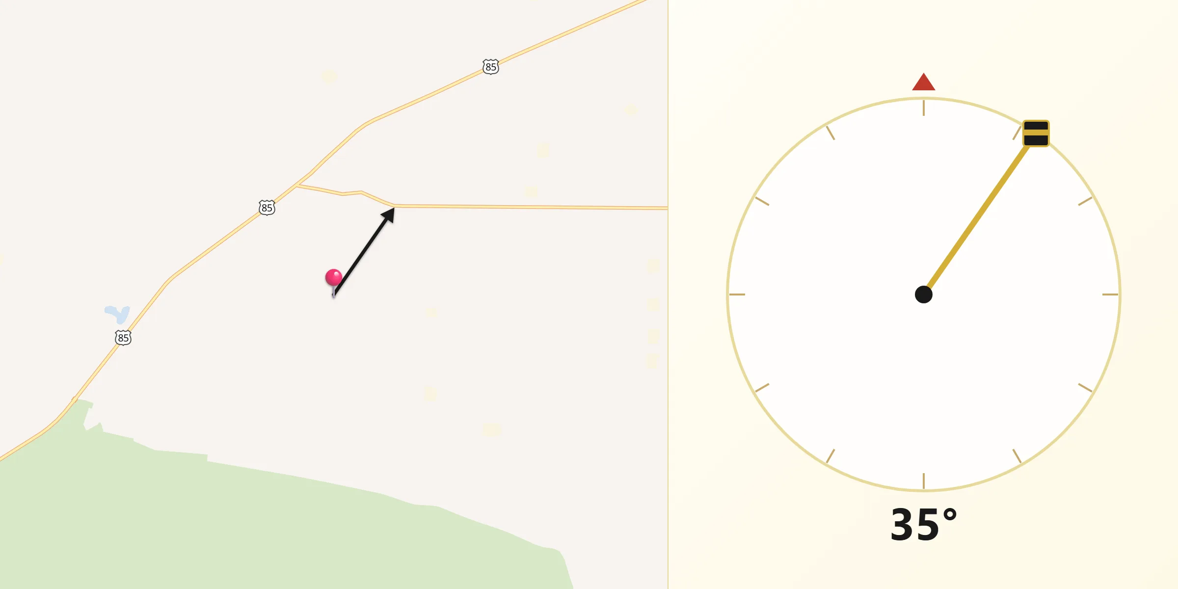 Qibla Direction from Laramie County