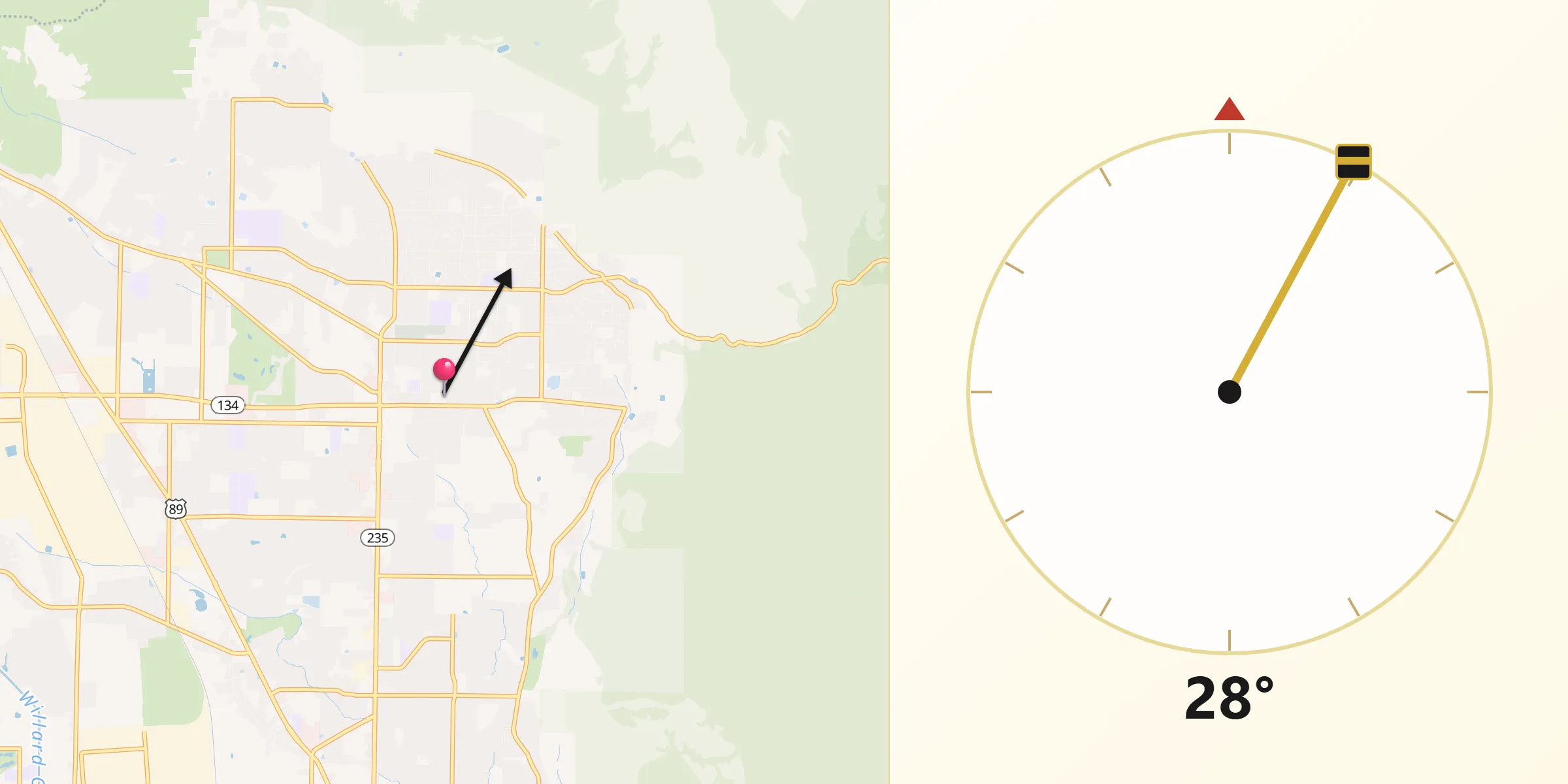 Qibla Direction from North Ogden