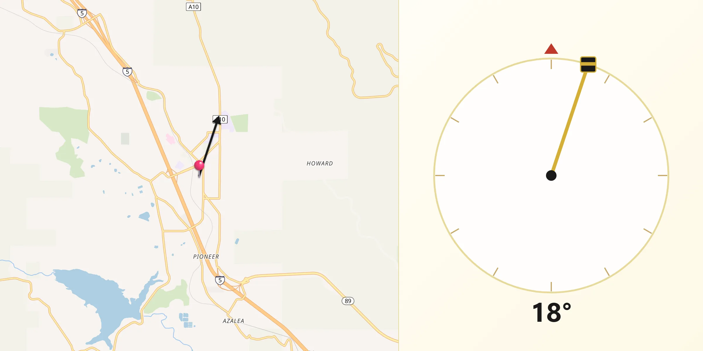 Qibla Direction from Mount Shasta
