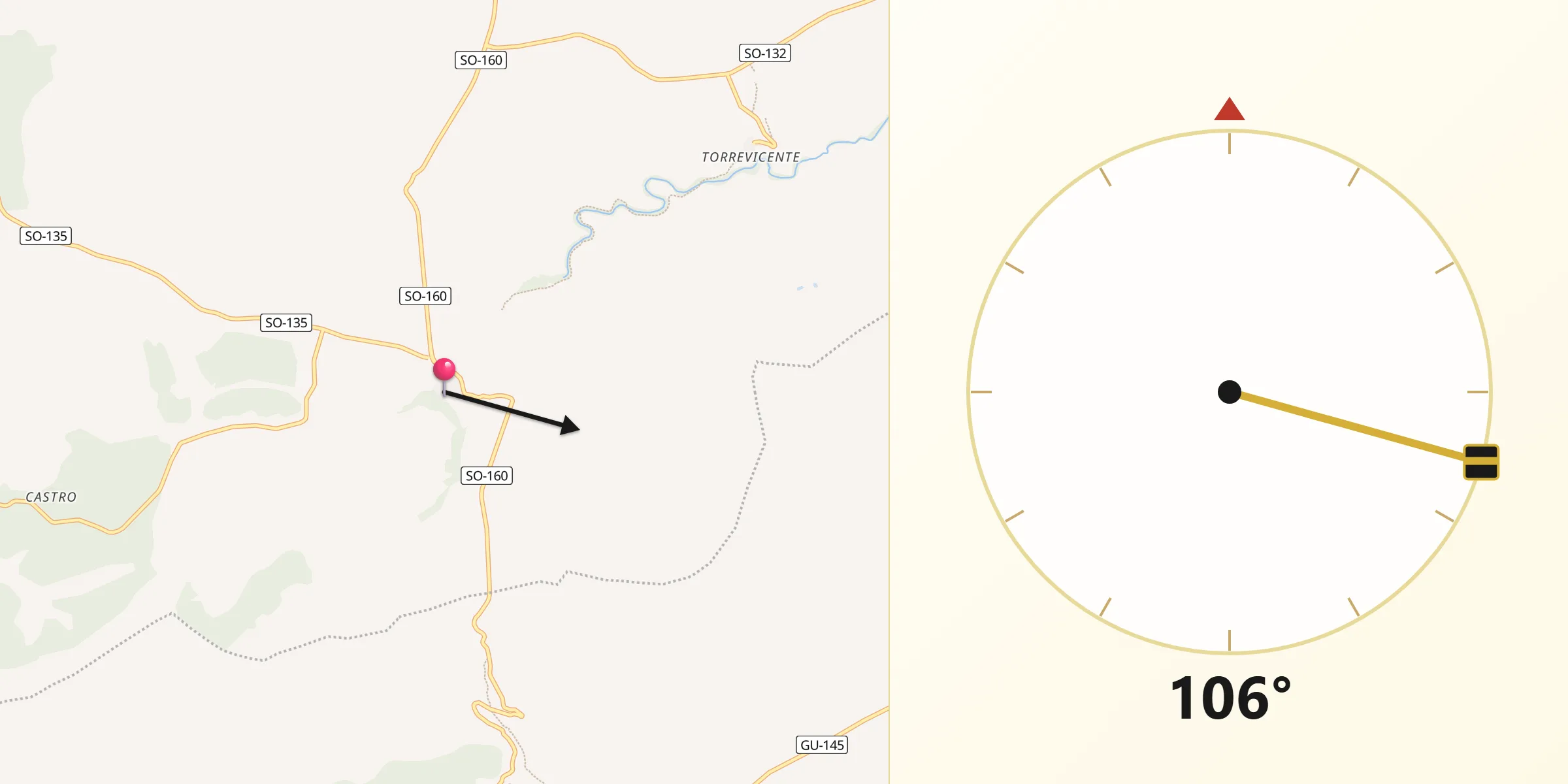 Dirección de la Qibla desde Retortillo de Soria