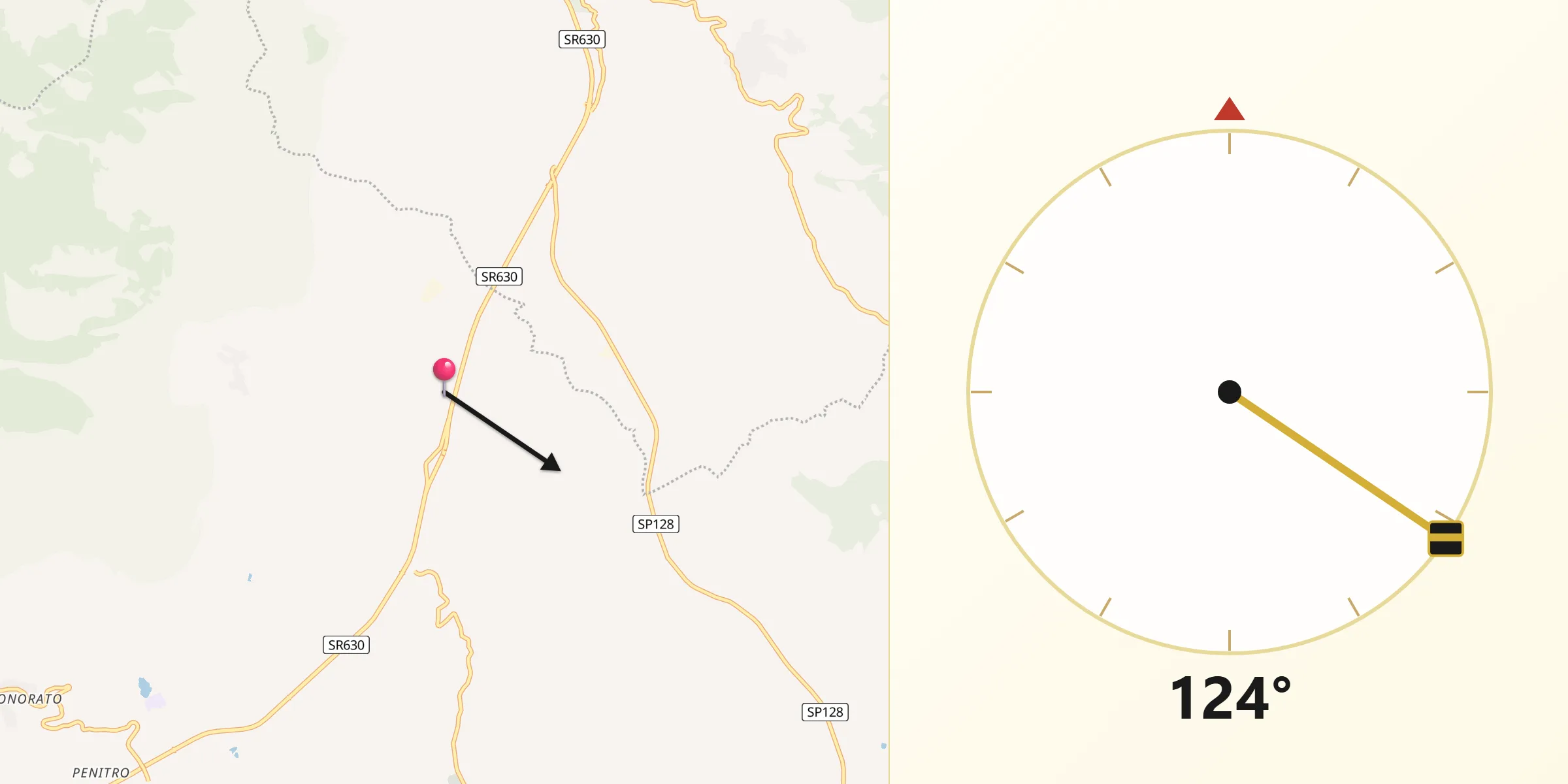 Direzione della Qibla da Spigno Saturnia Inferiore