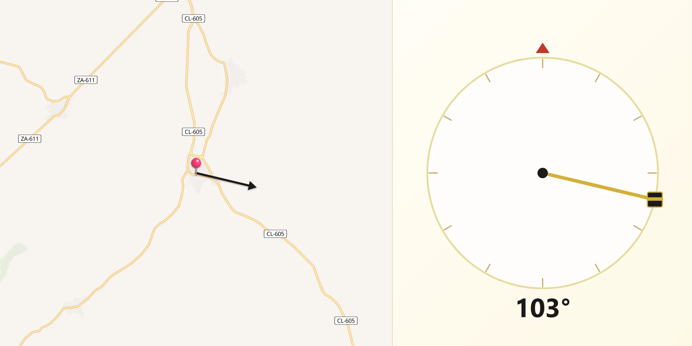 Dirección de la Qibla desde Argujillo