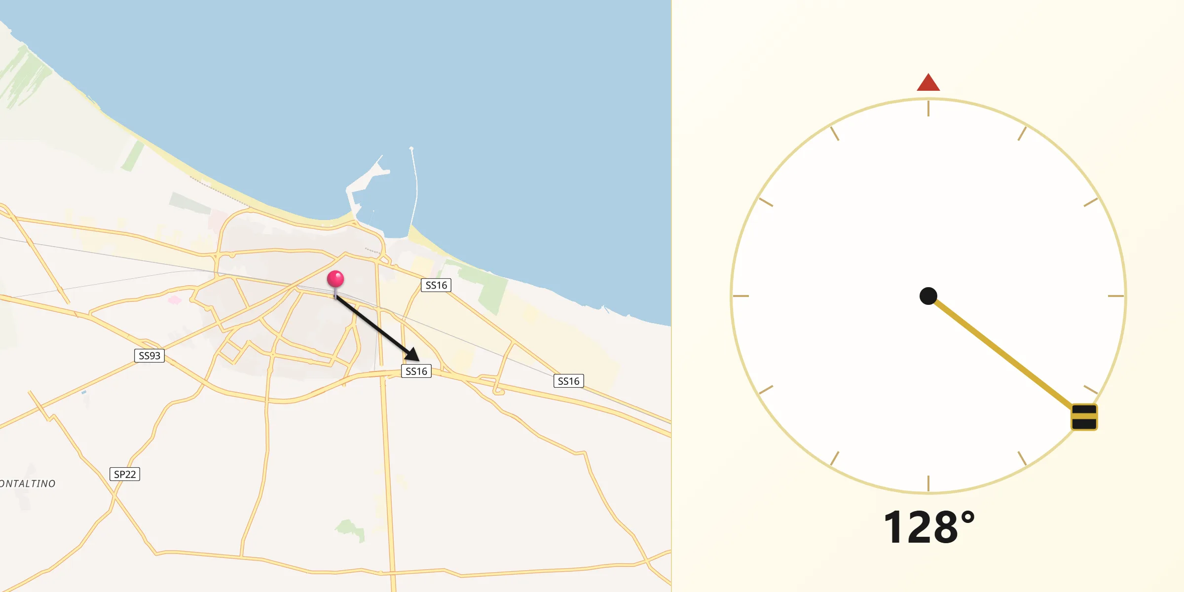 Direzione della Qibla da Barletta