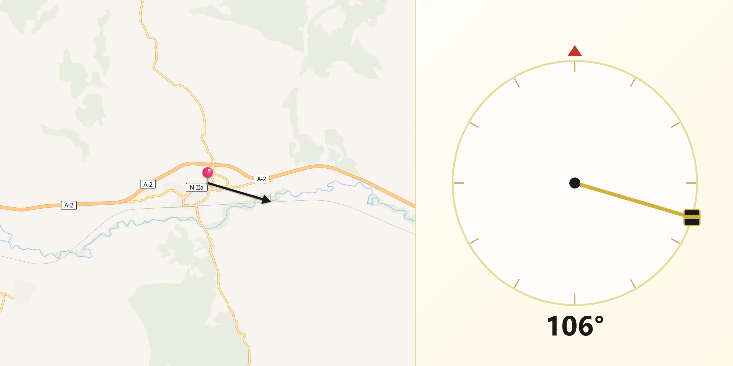 Dirección de la Qibla desde Ariza