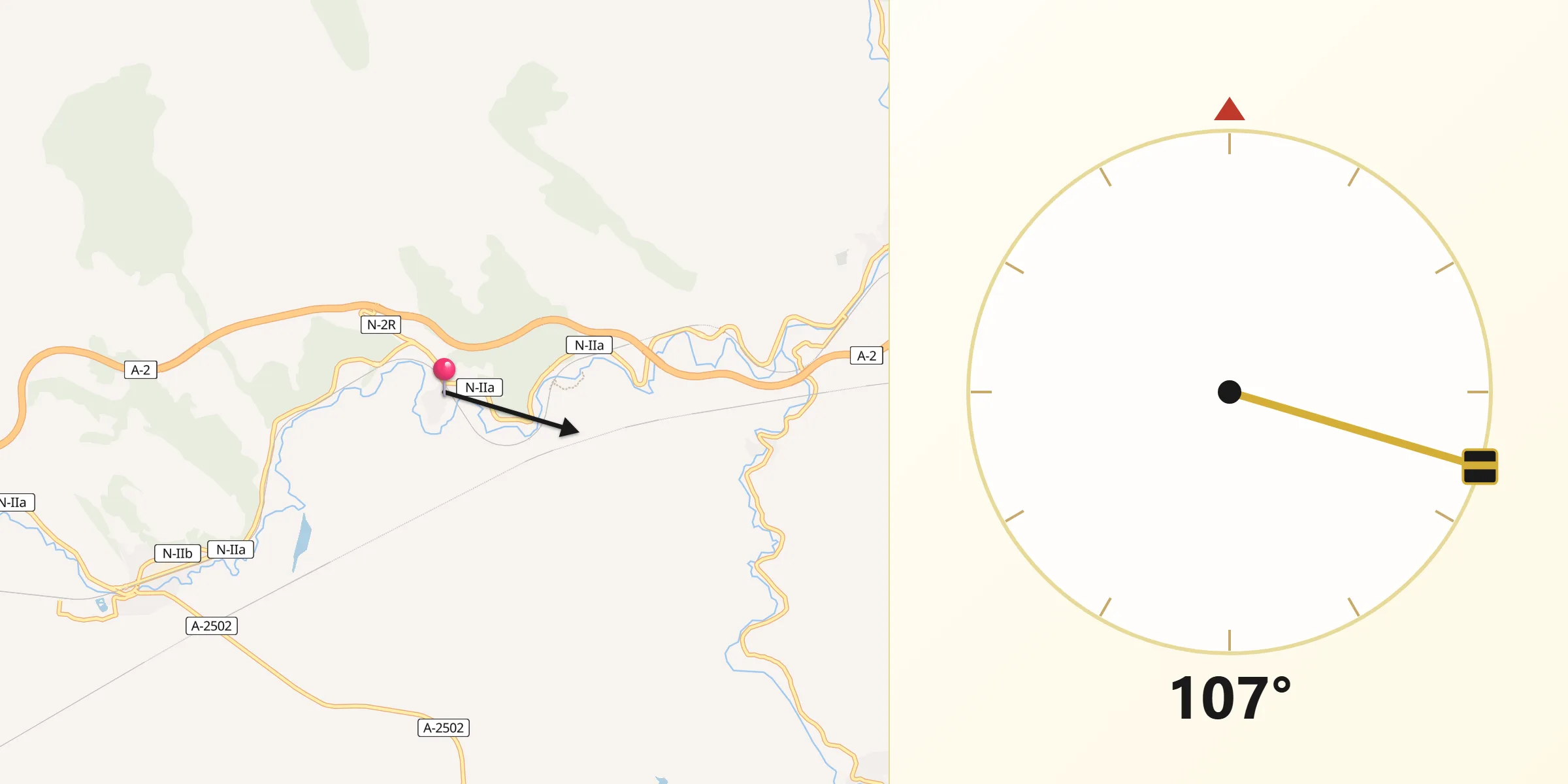 Dirección de la Qibla desde Bubierca