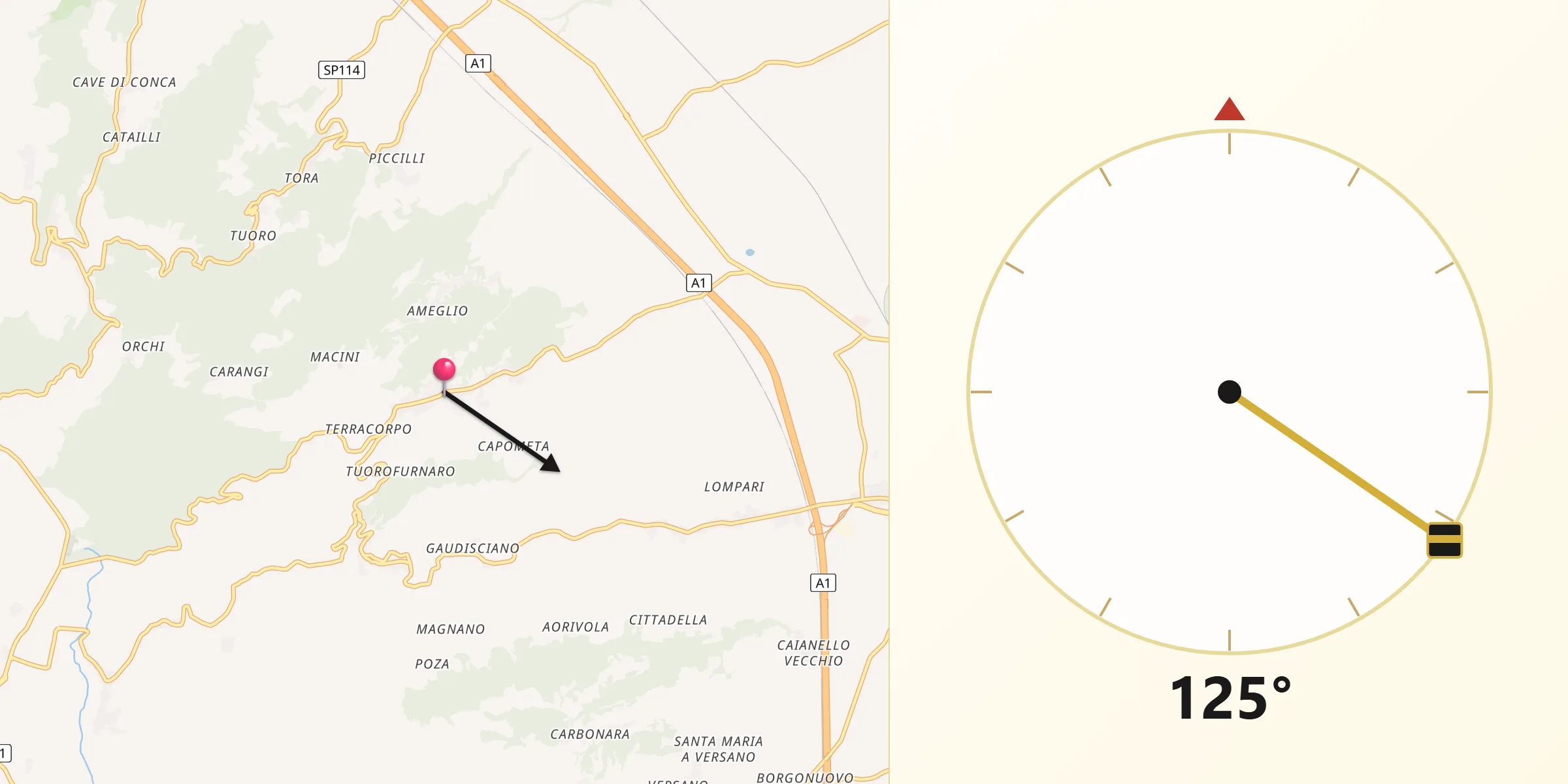 Direzione della Qibla da Grottola