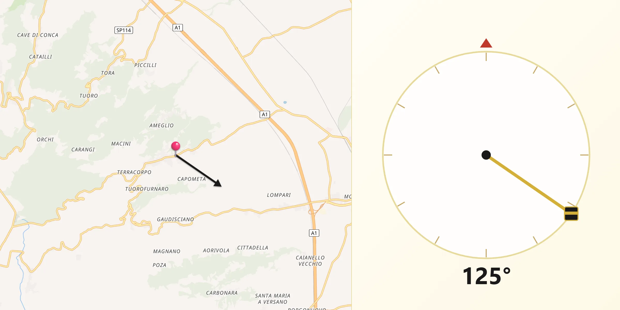 Direzione della Qibla da Marzano Appio