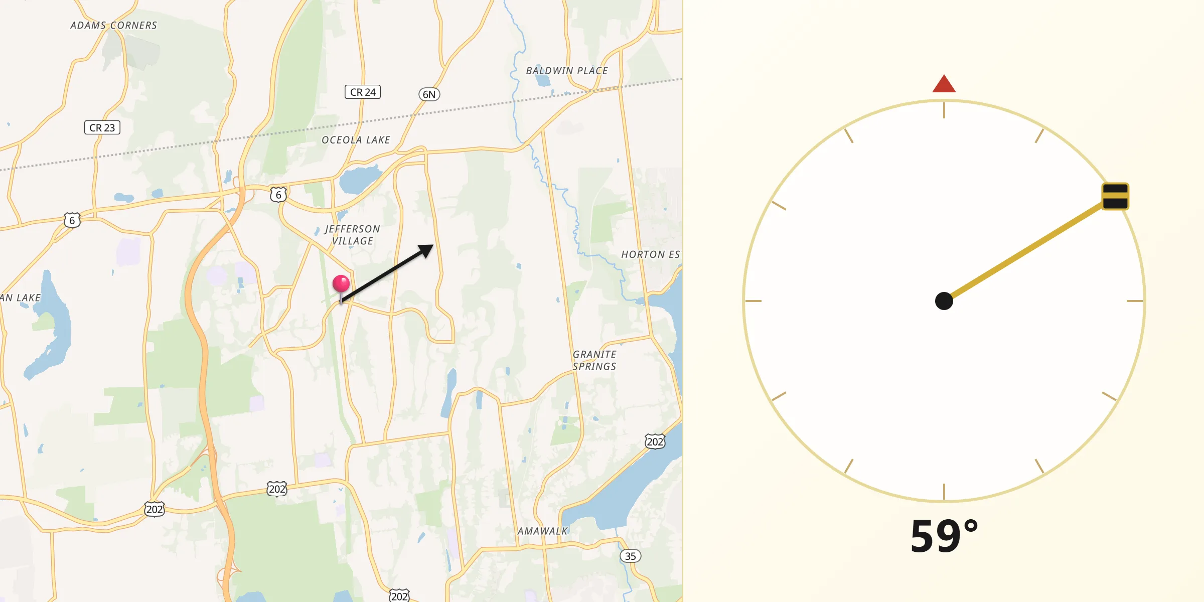 Qibla Direction from Jefferson Valley-Yorktown
