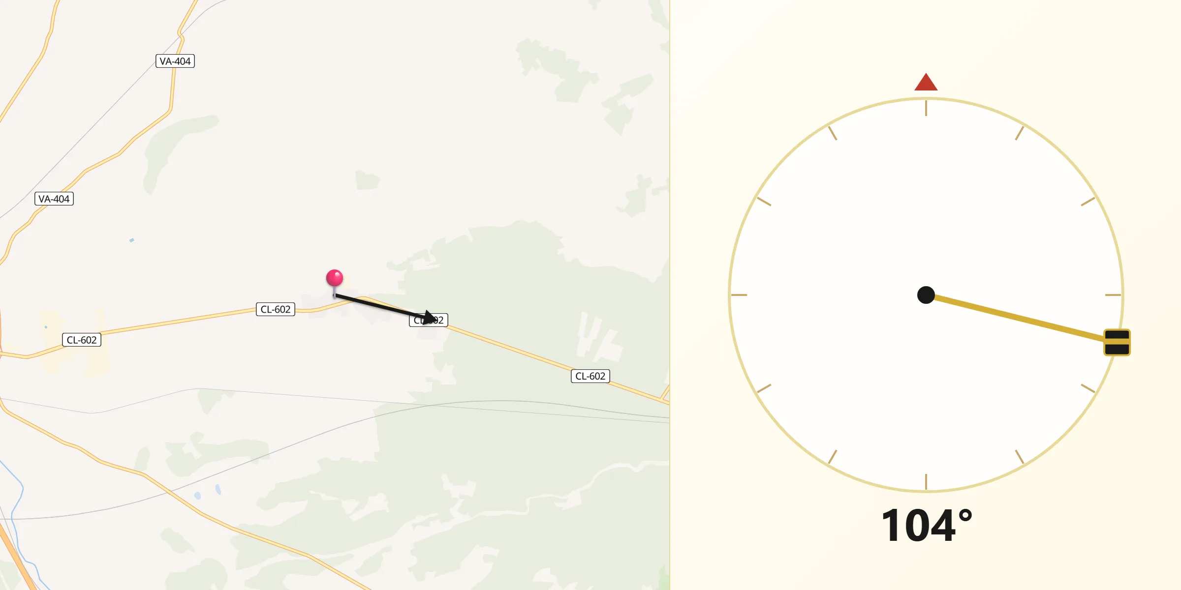Dirección de la Qibla desde Pozal de Gallinas