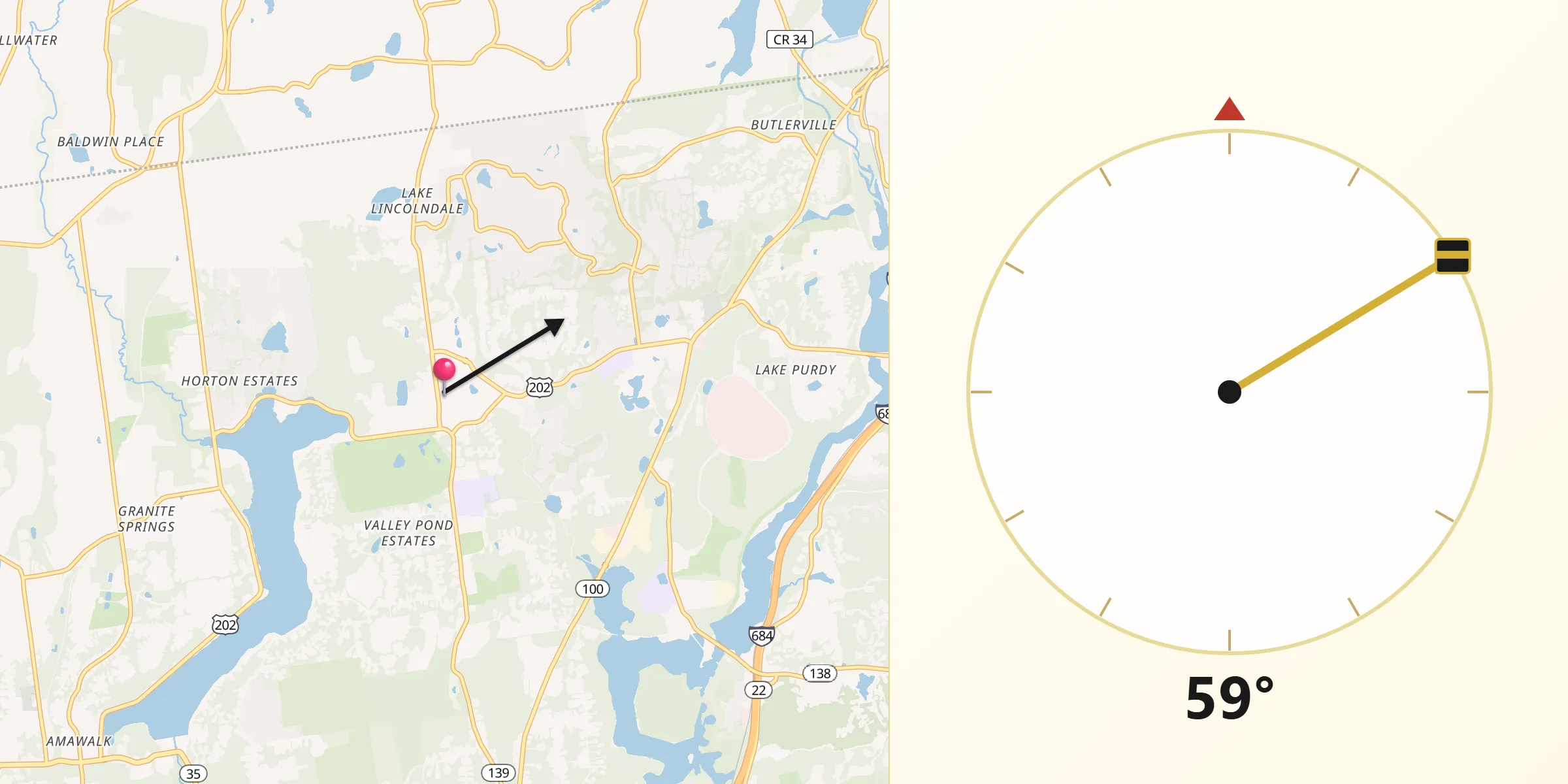 Qibla Direction from Lincolndale