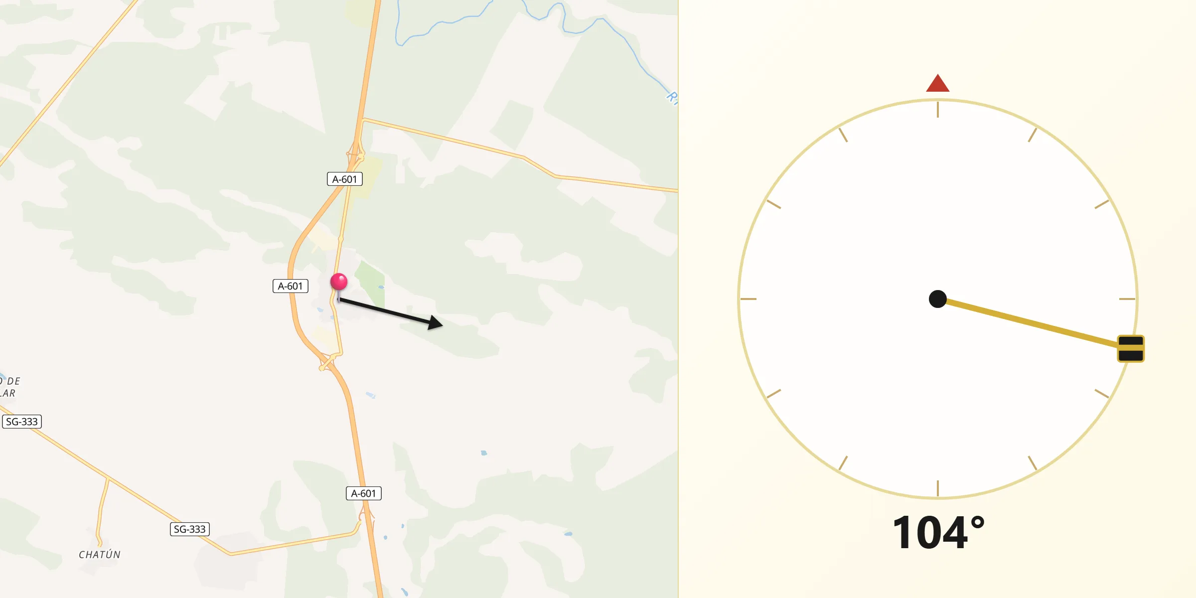Dirección de la Qibla desde Sanchonuño