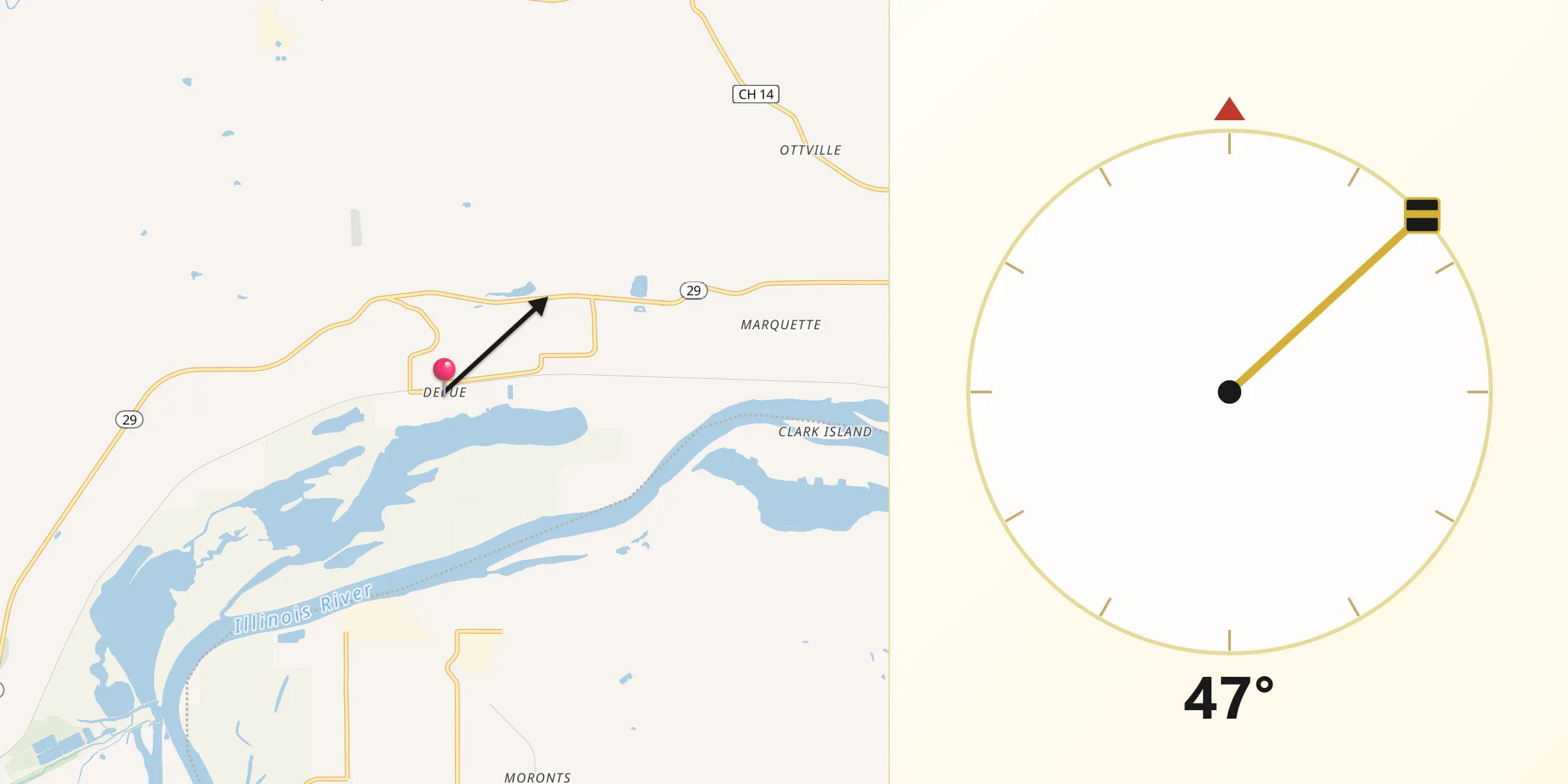 Qibla Direction from Depue