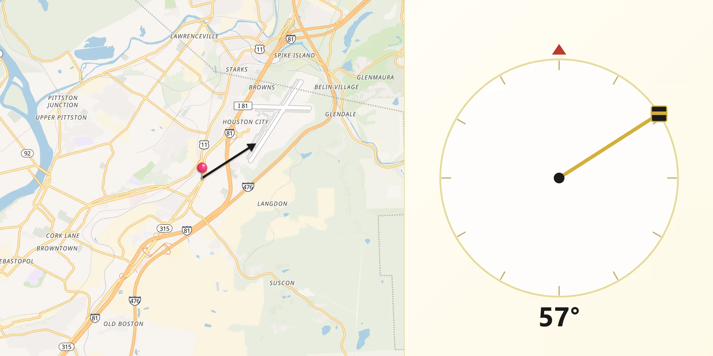 Qibla Direction from DuPont