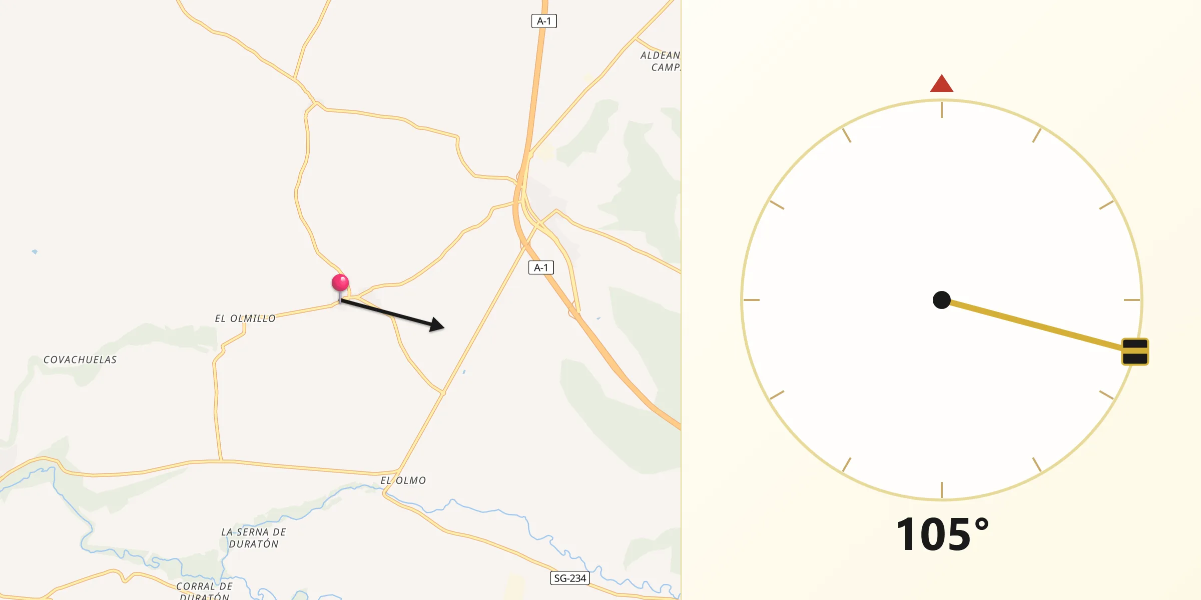 Dirección de la Qibla desde Barbolla