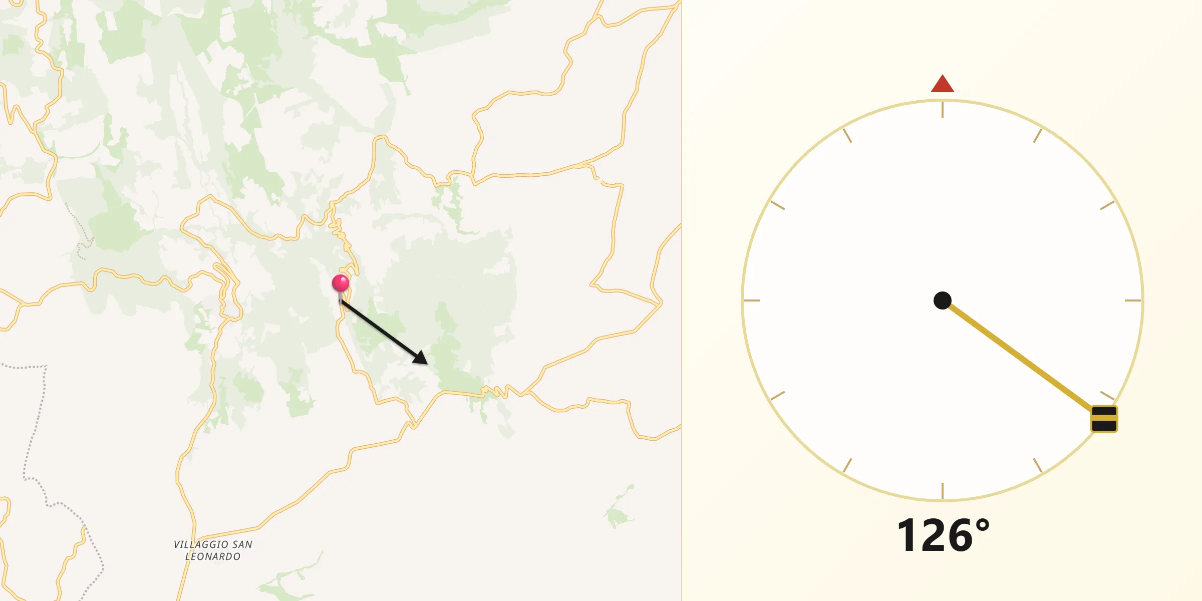 Direzione della Qibla da Celle di San Vito
