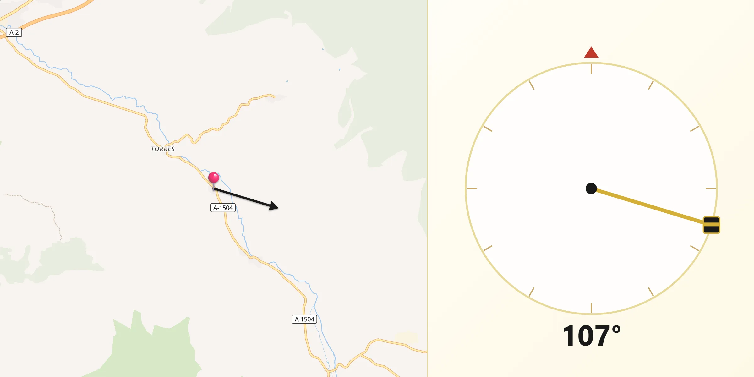 Dirección de la Qibla desde Villalba de Perejil